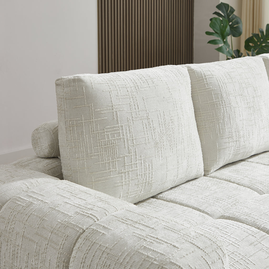 AUREA Right-Facing Fabric Corner Sofa – Beige