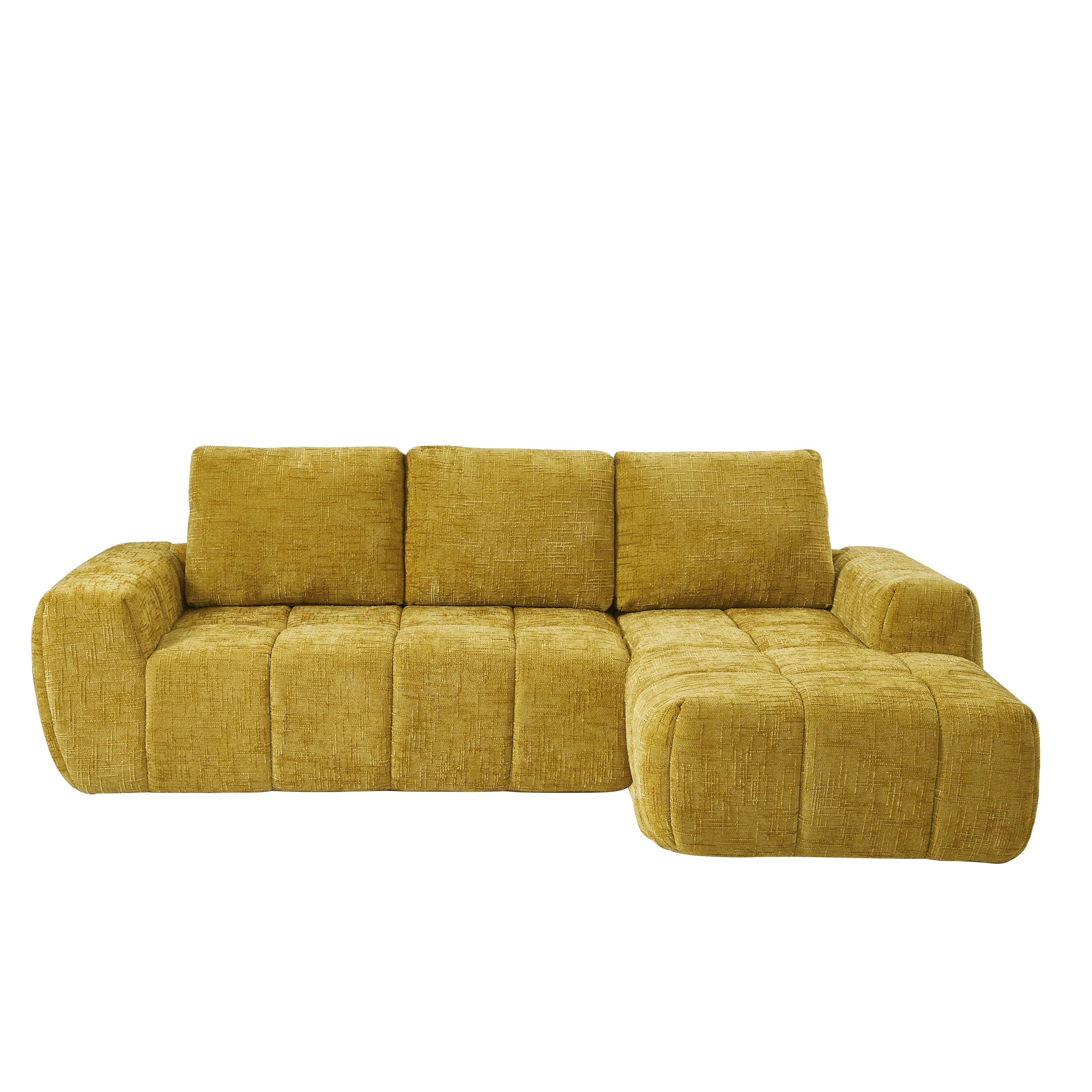 AUREA Right-Facing Fabric Corner Sofa - Yellow Mustard