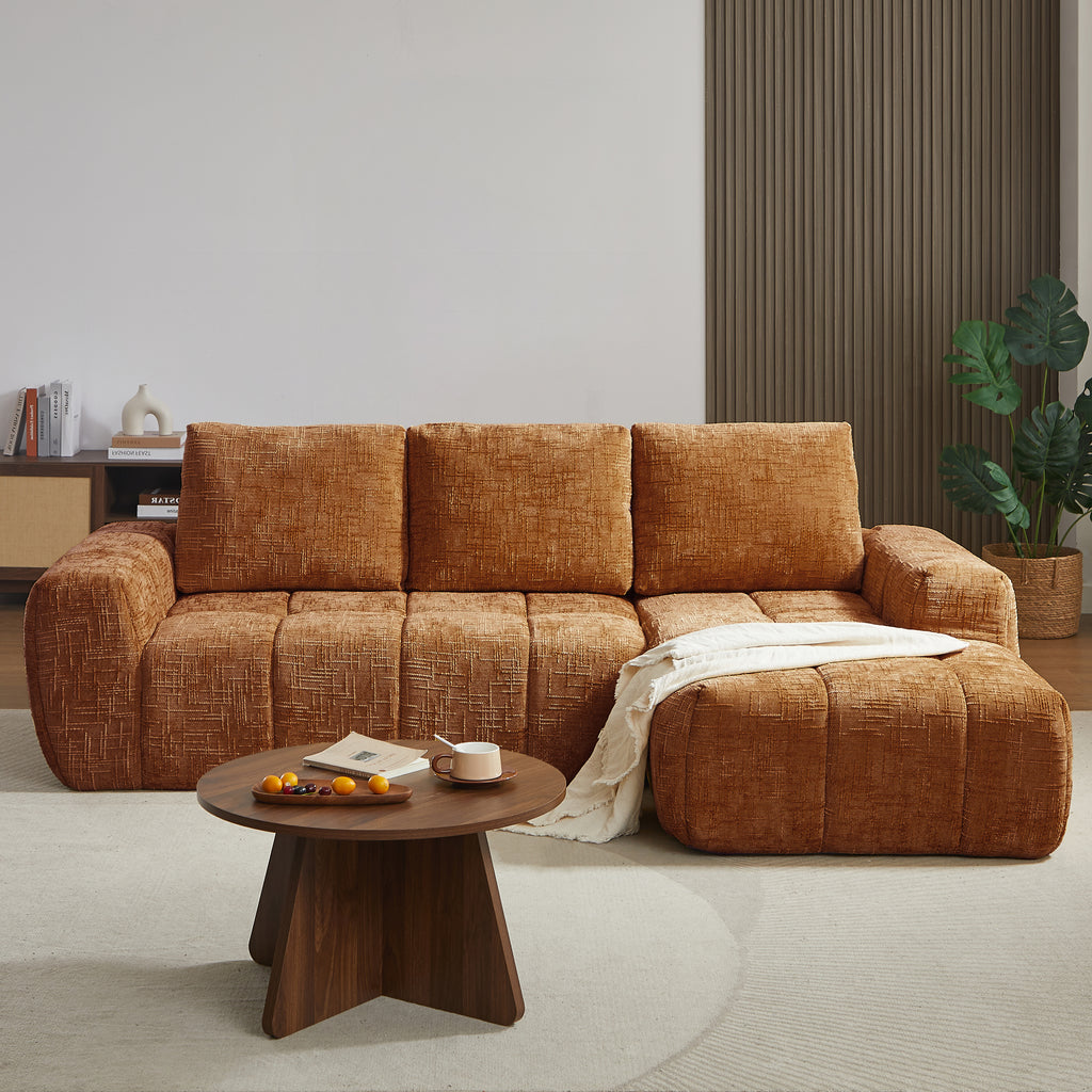 AUREA Right-Facing Fabric Corner Sofa – Terracotta