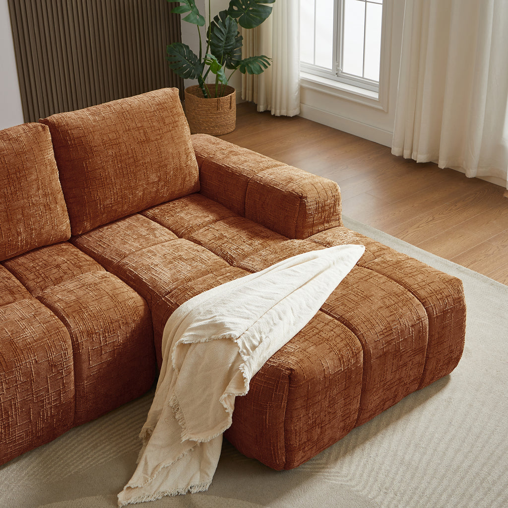 AUREA Right-Facing Fabric Corner Sofa – Terracotta