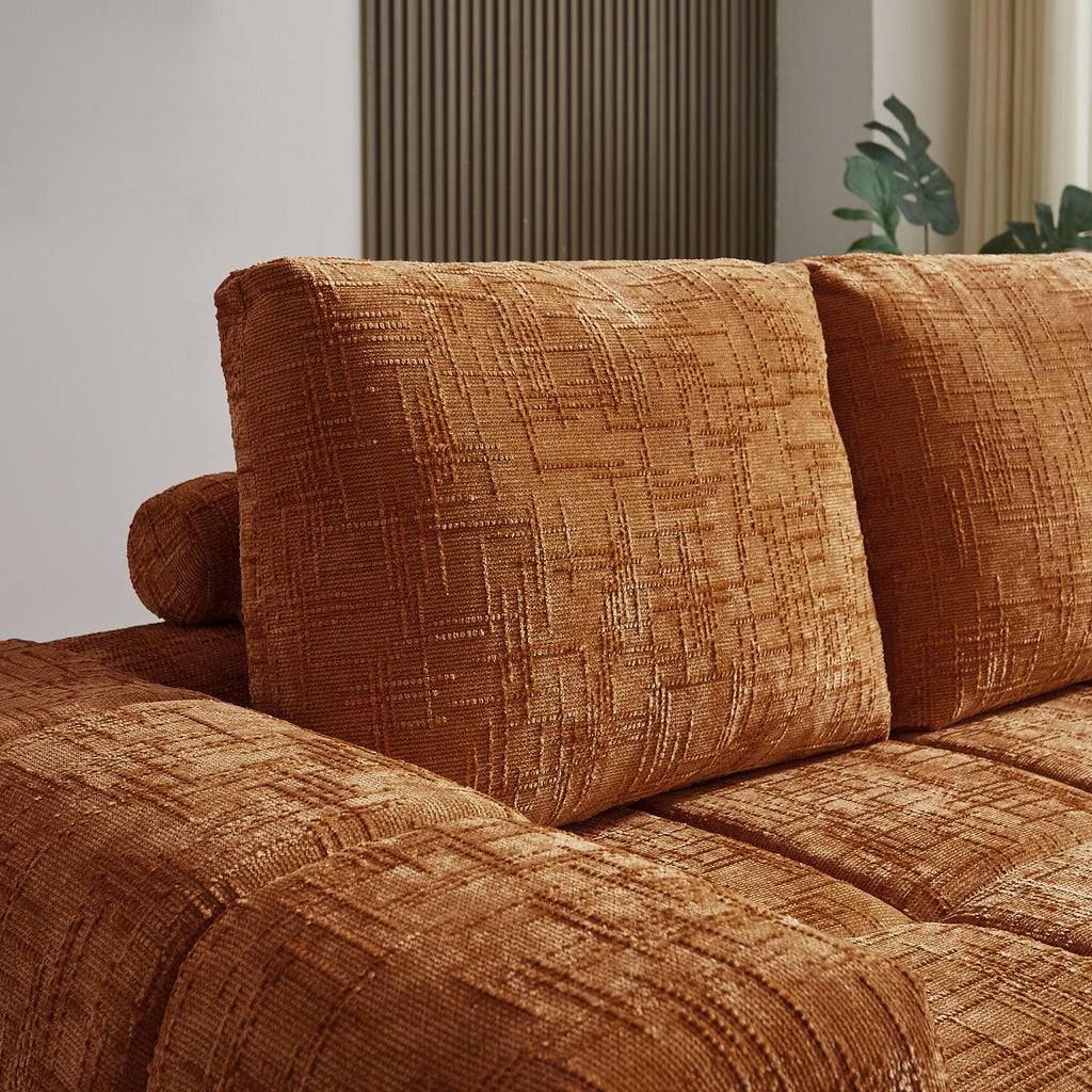 AUREA Right-Facing Fabric Corner Sofa – Terracotta