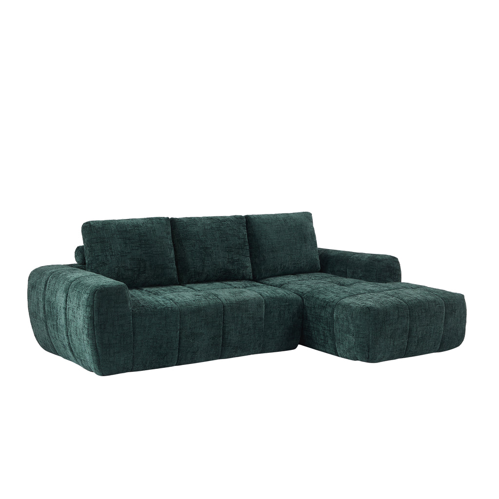 AUREA Right-Facing Fabric Corner Sofa – Green