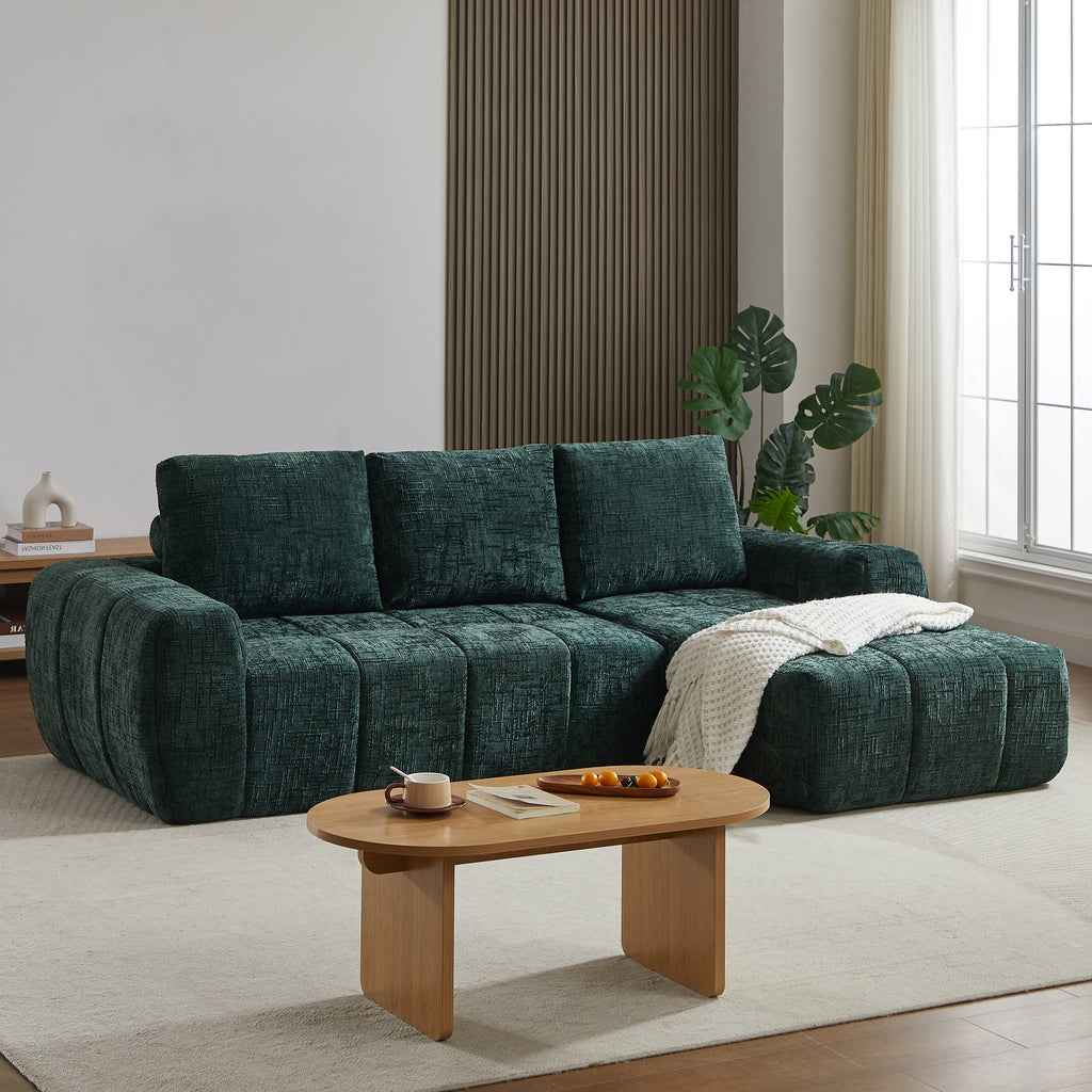 AUREA Right-Facing Fabric Corner Sofa – Green