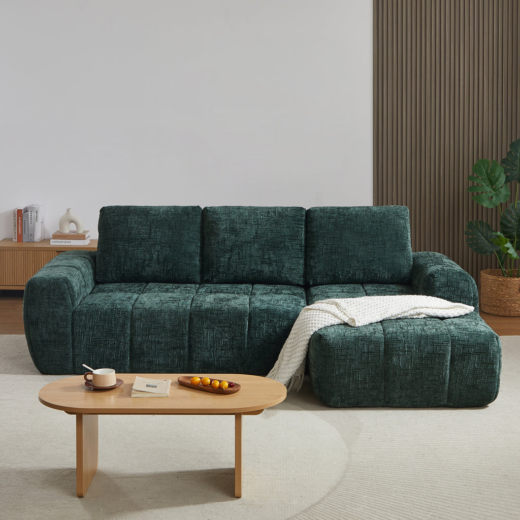 AUREA Right-Facing Fabric Corner Sofa – Green