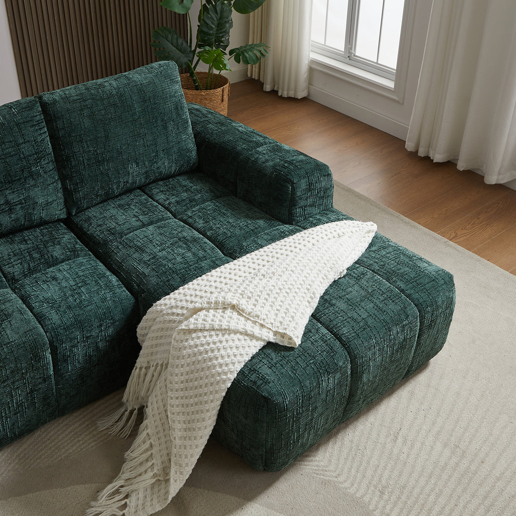AUREA Right-Facing Fabric Corner Sofa – Green