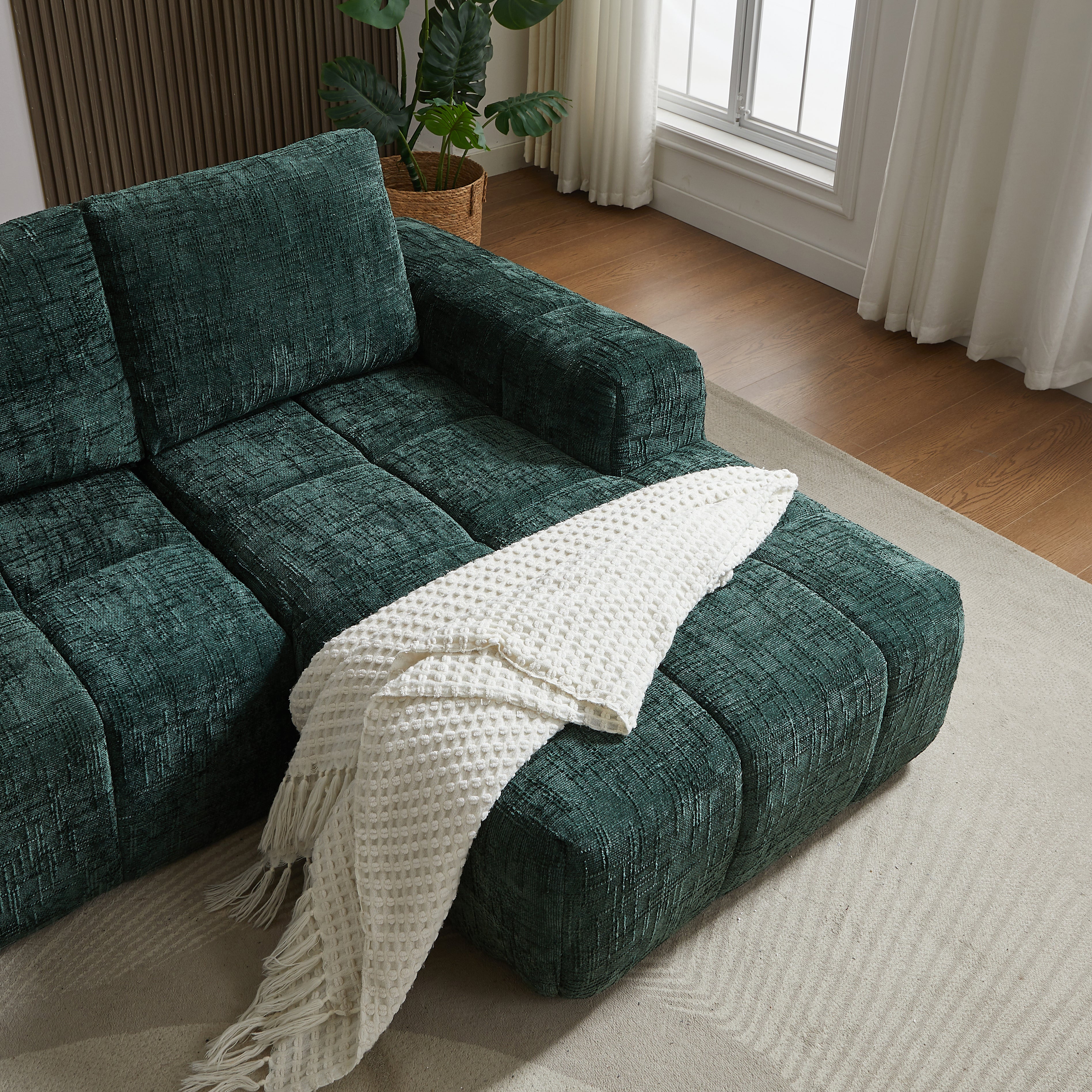 AUREA Right-Facing Fabric Corner Sofa – Green