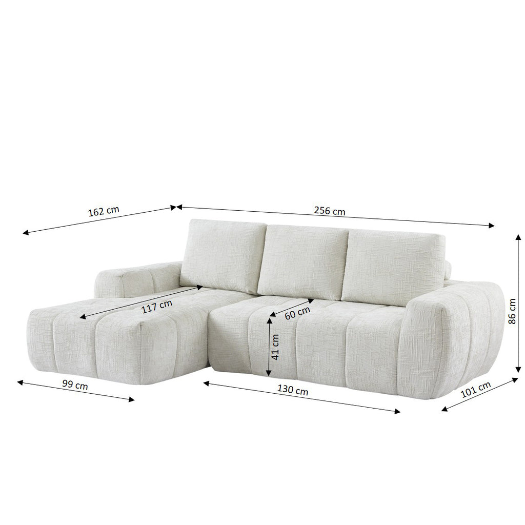 AUREA Left-Facing Fabric Corner Sofa – Beige