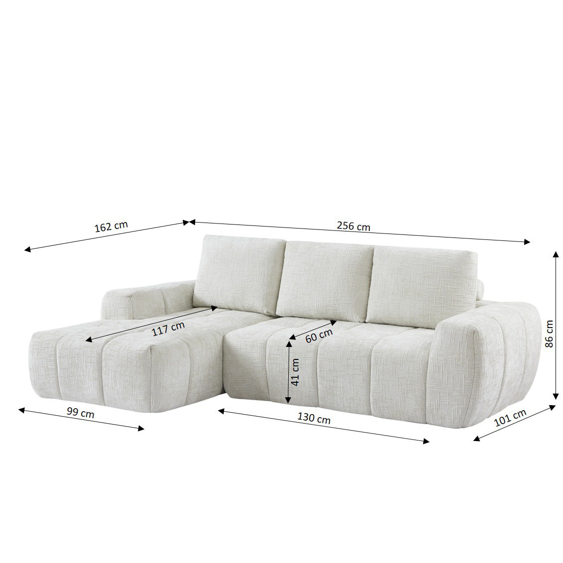 AUREA Left-Facing Fabric Corner Sofa – Beige