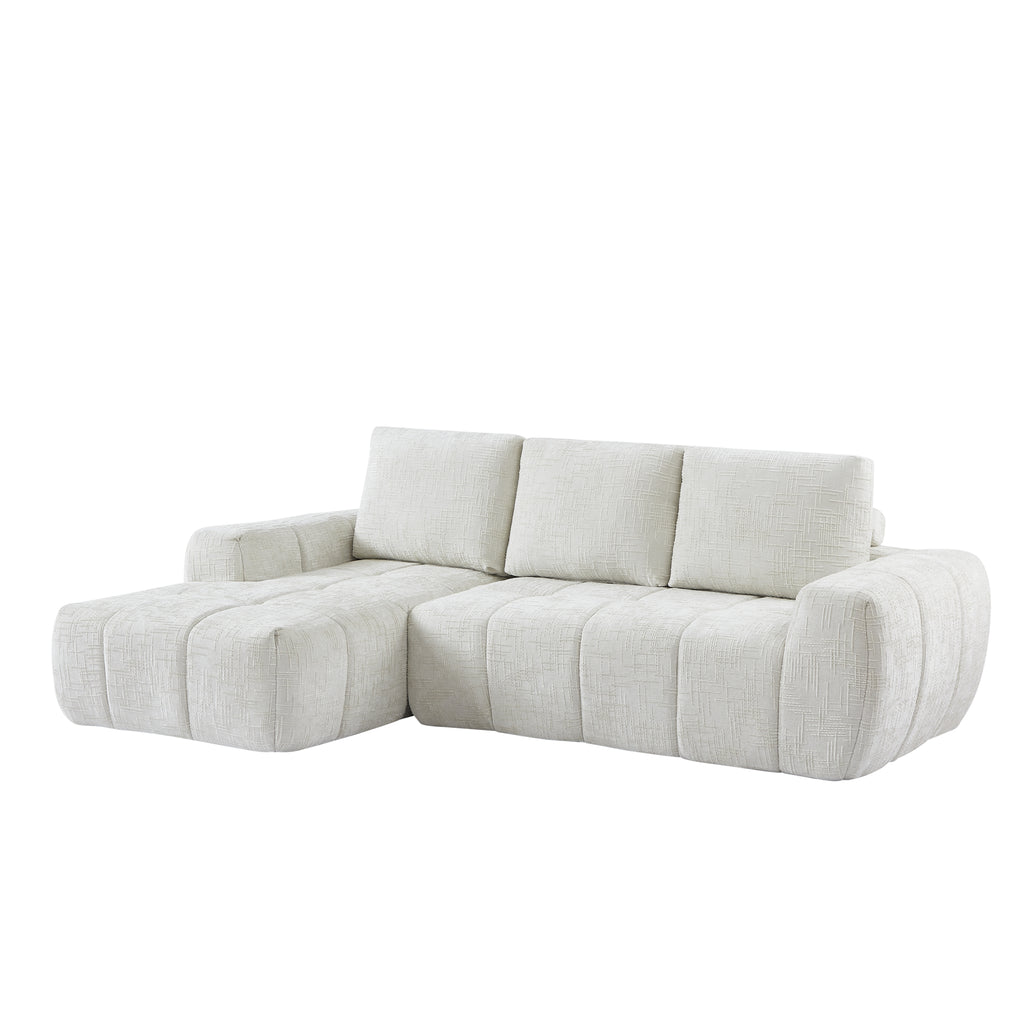 AUREA Left-Facing Fabric Corner Sofa – Beige