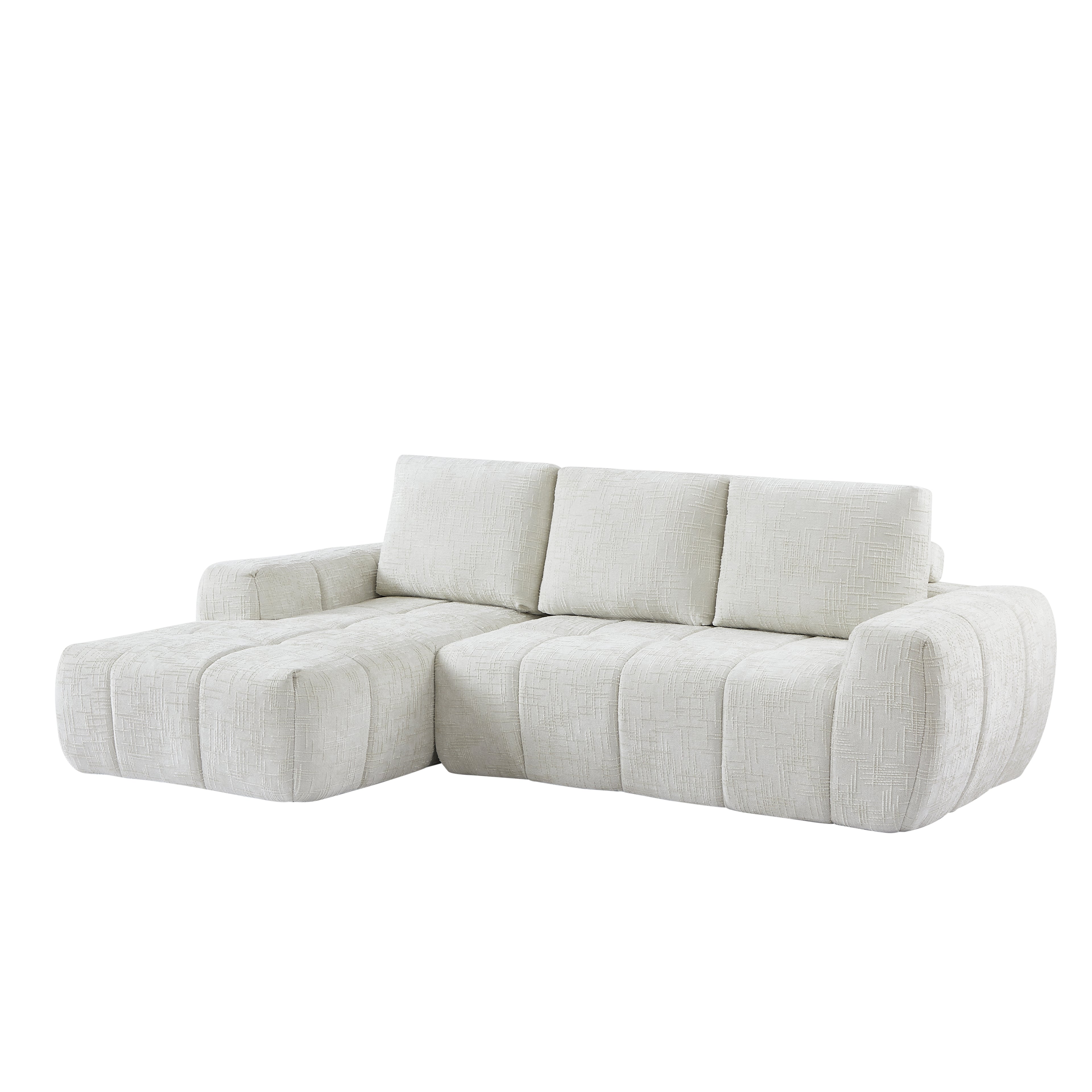 AUREA Left-Facing Fabric Corner Sofa – Beige