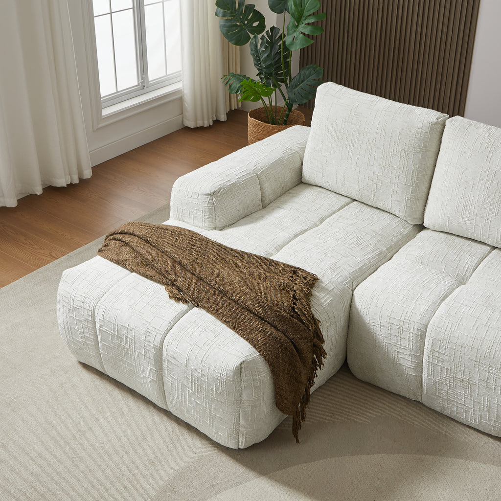 AUREA Left-Facing Fabric Corner Sofa – Beige