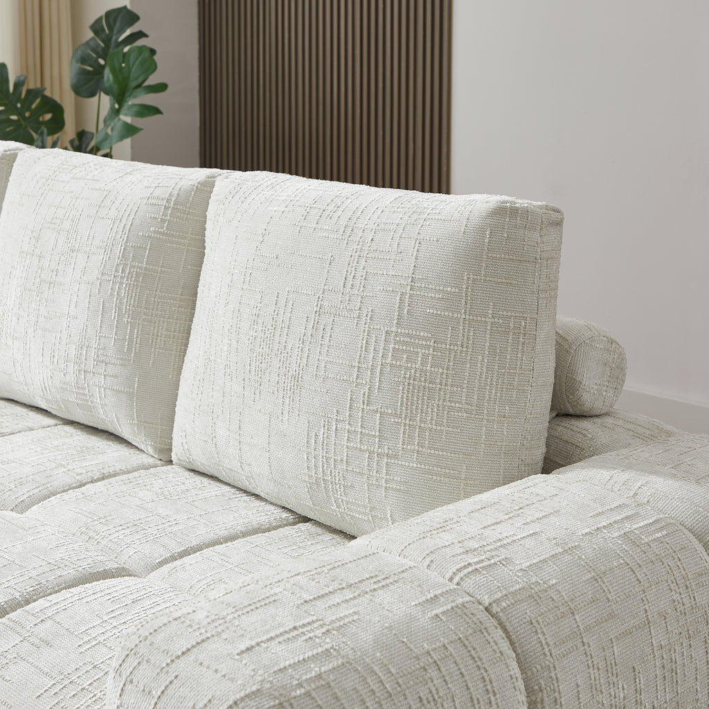 AUREA Left-Facing Fabric Corner Sofa – Beige