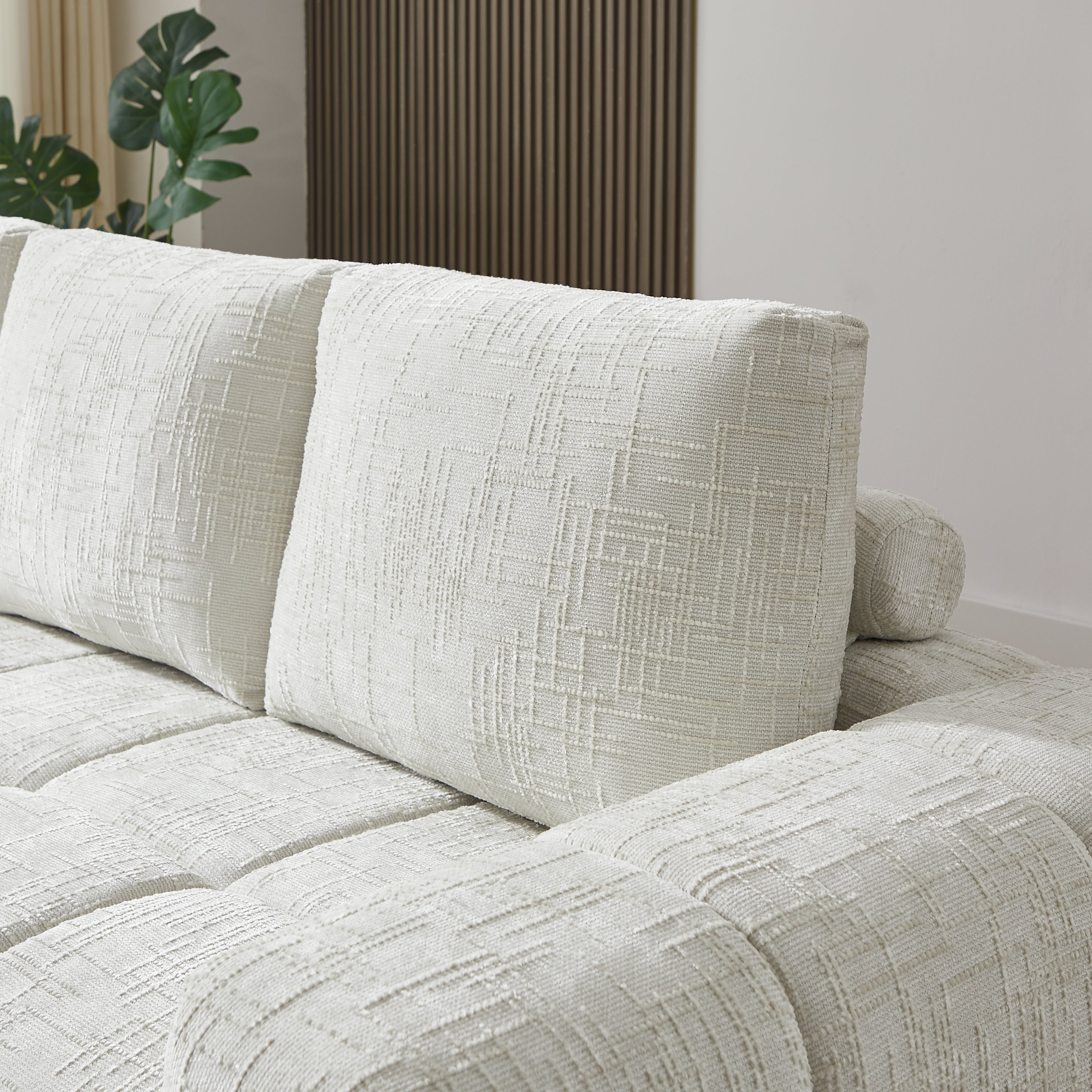 AUREA Left-Facing Fabric Corner Sofa – Beige