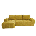 AUREA Left-Facing Fabric Corner Sofa – Yellow Mustard
