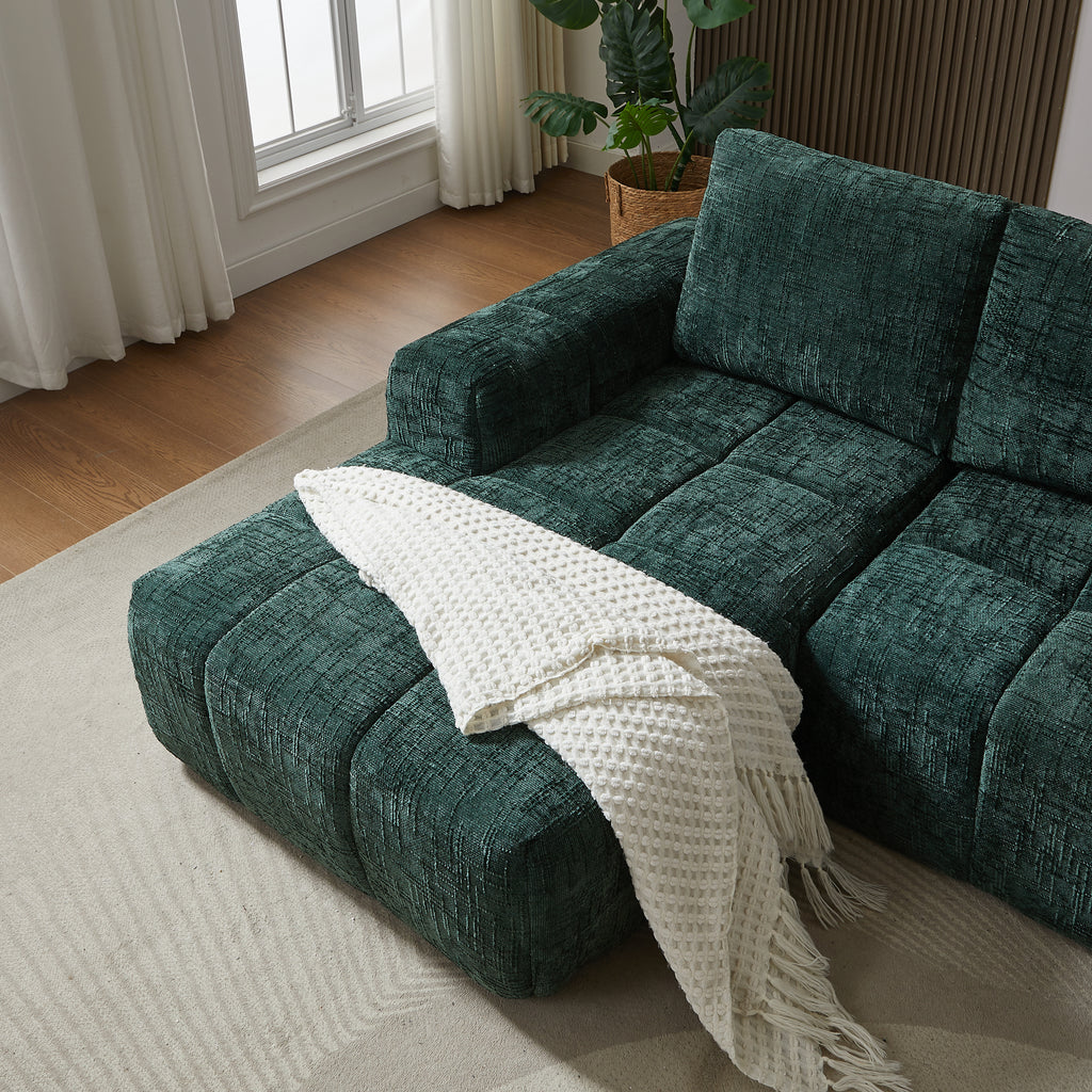 AUREA Left-Facing Fabric Corner Sofa – Green