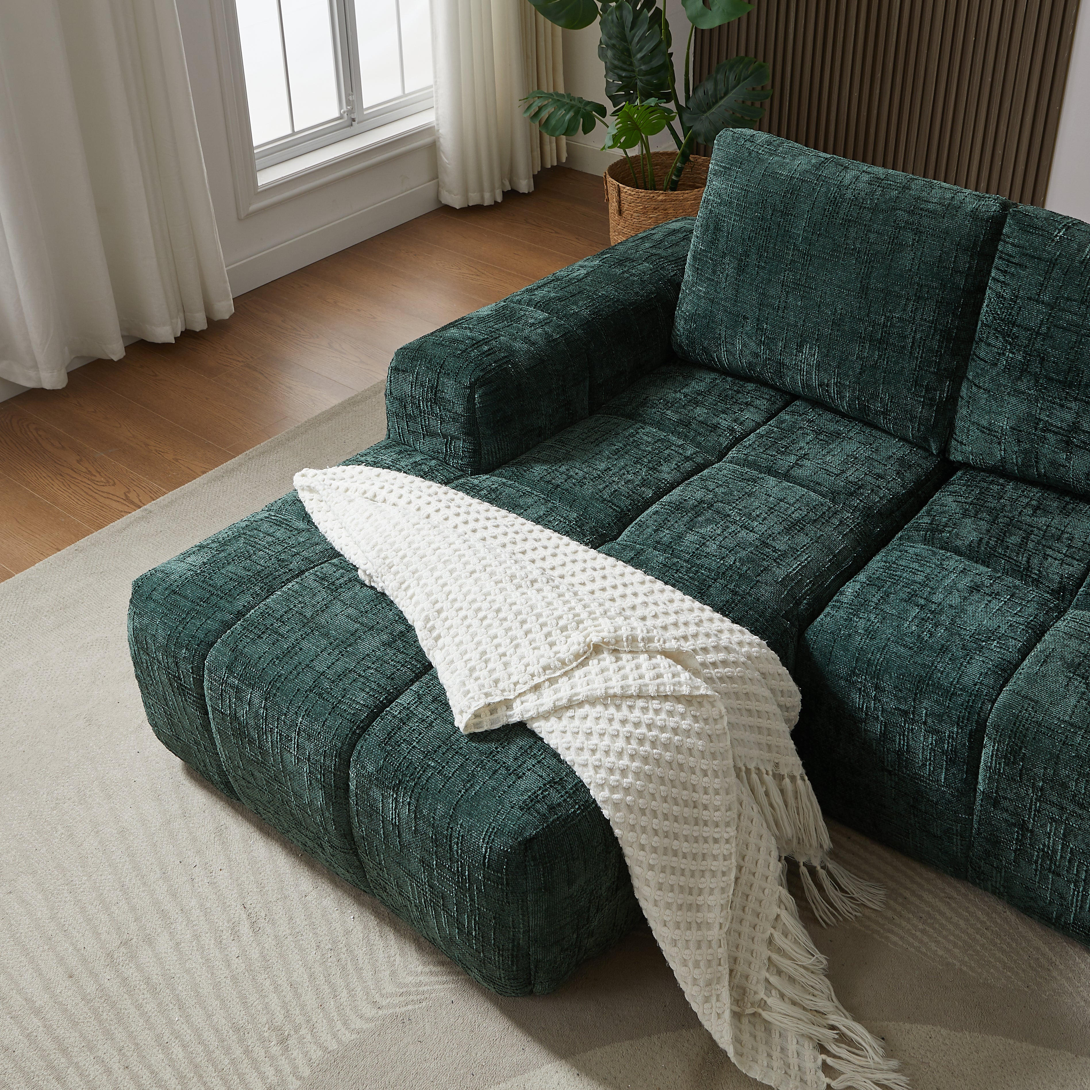 AUREA Left-Facing Fabric Corner Sofa – Green