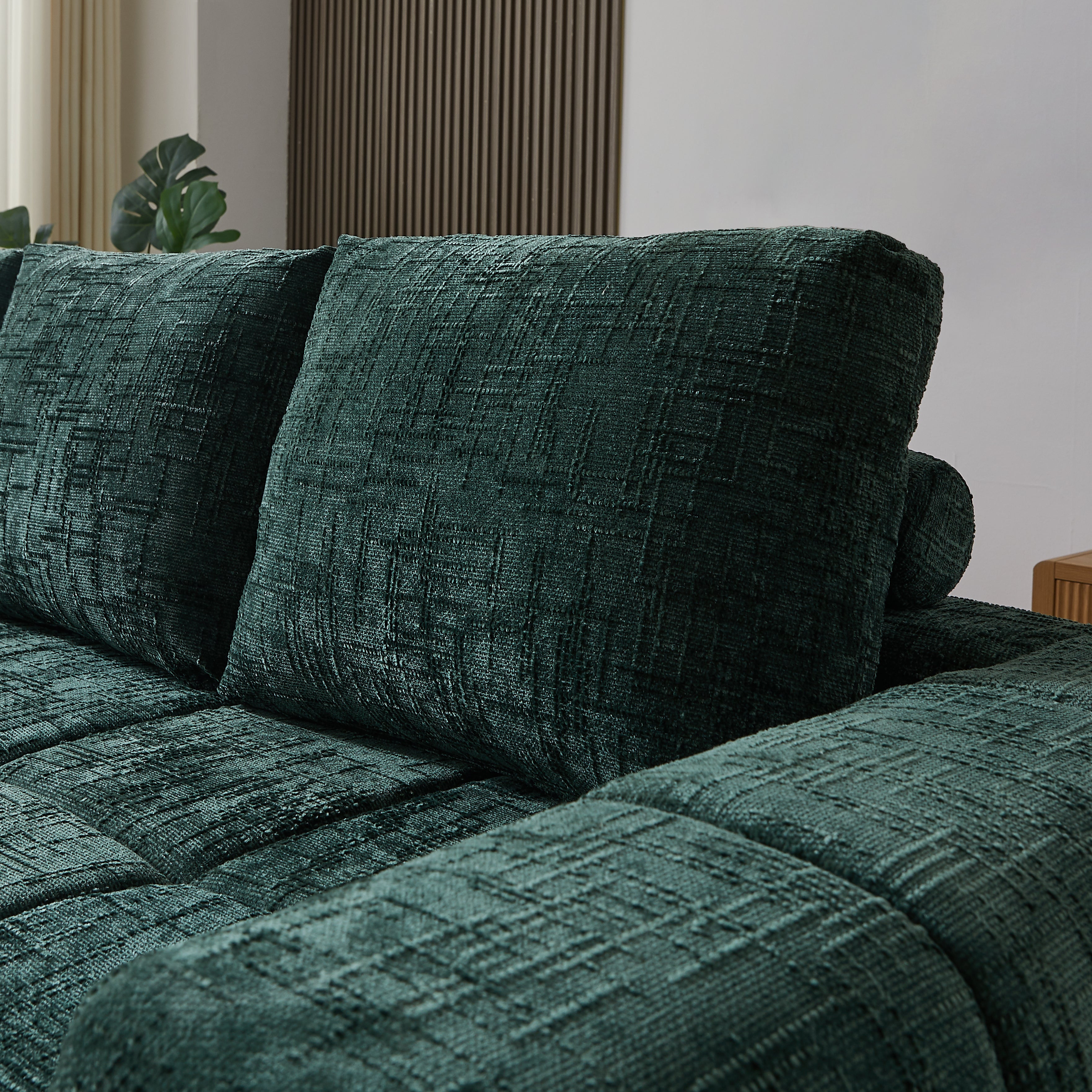 AUREA Left-Facing Fabric Corner Sofa – Green