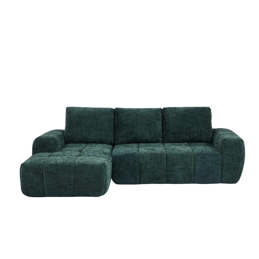 AUREA Left-Facing Fabric Corner Sofa – Green
