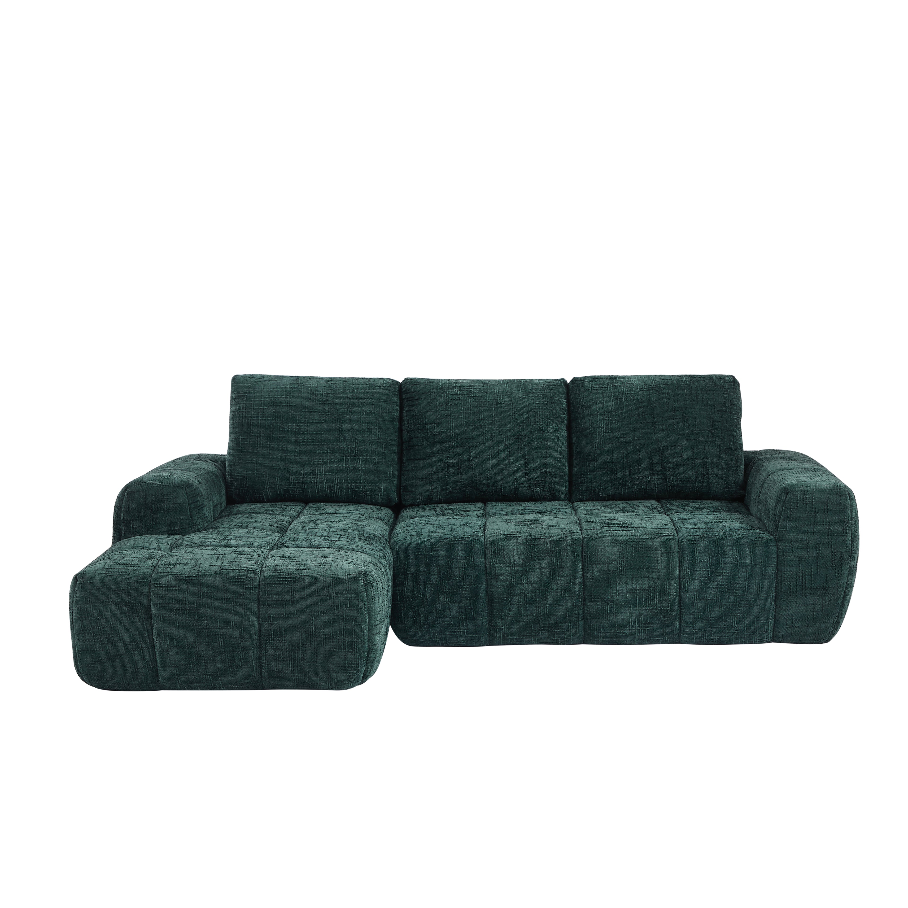 AUREA Left-Facing Fabric Corner Sofa – Green