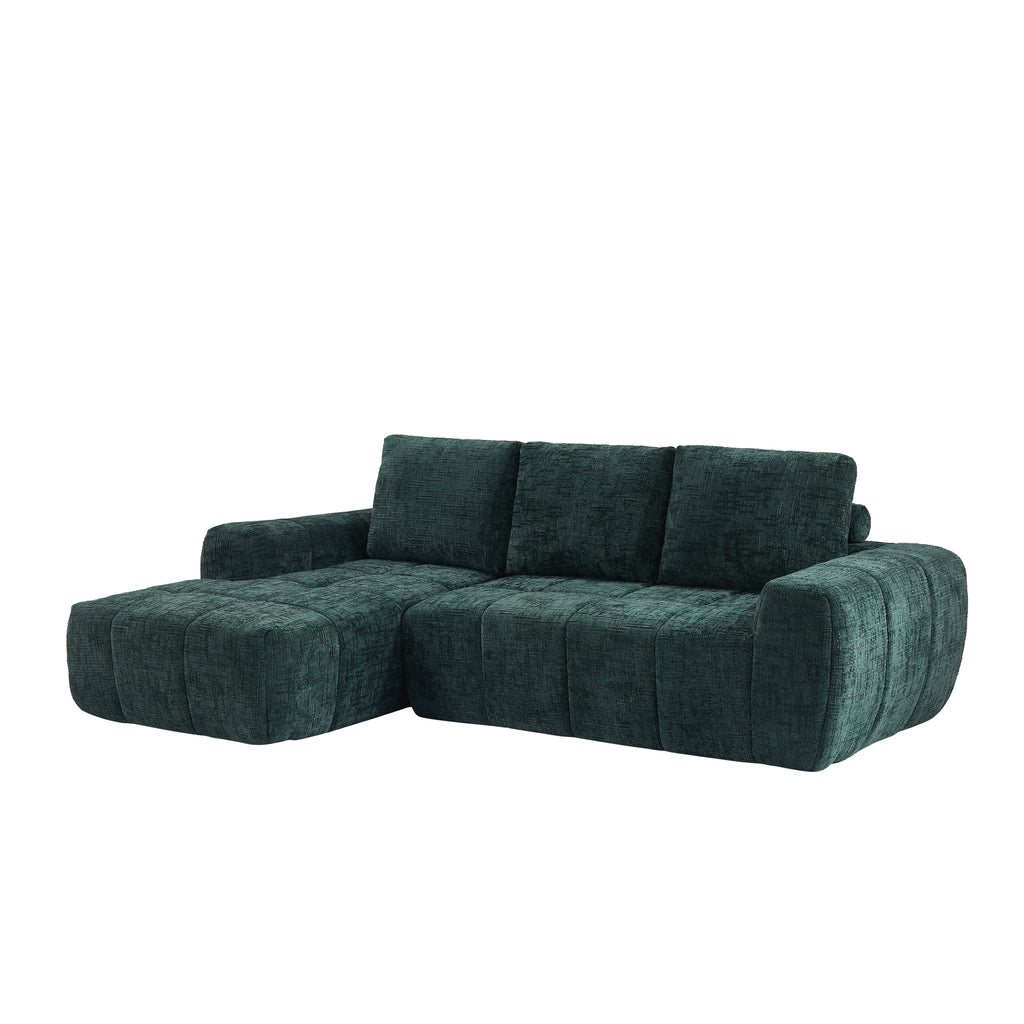 AUREA Left-Facing Fabric Corner Sofa – Green