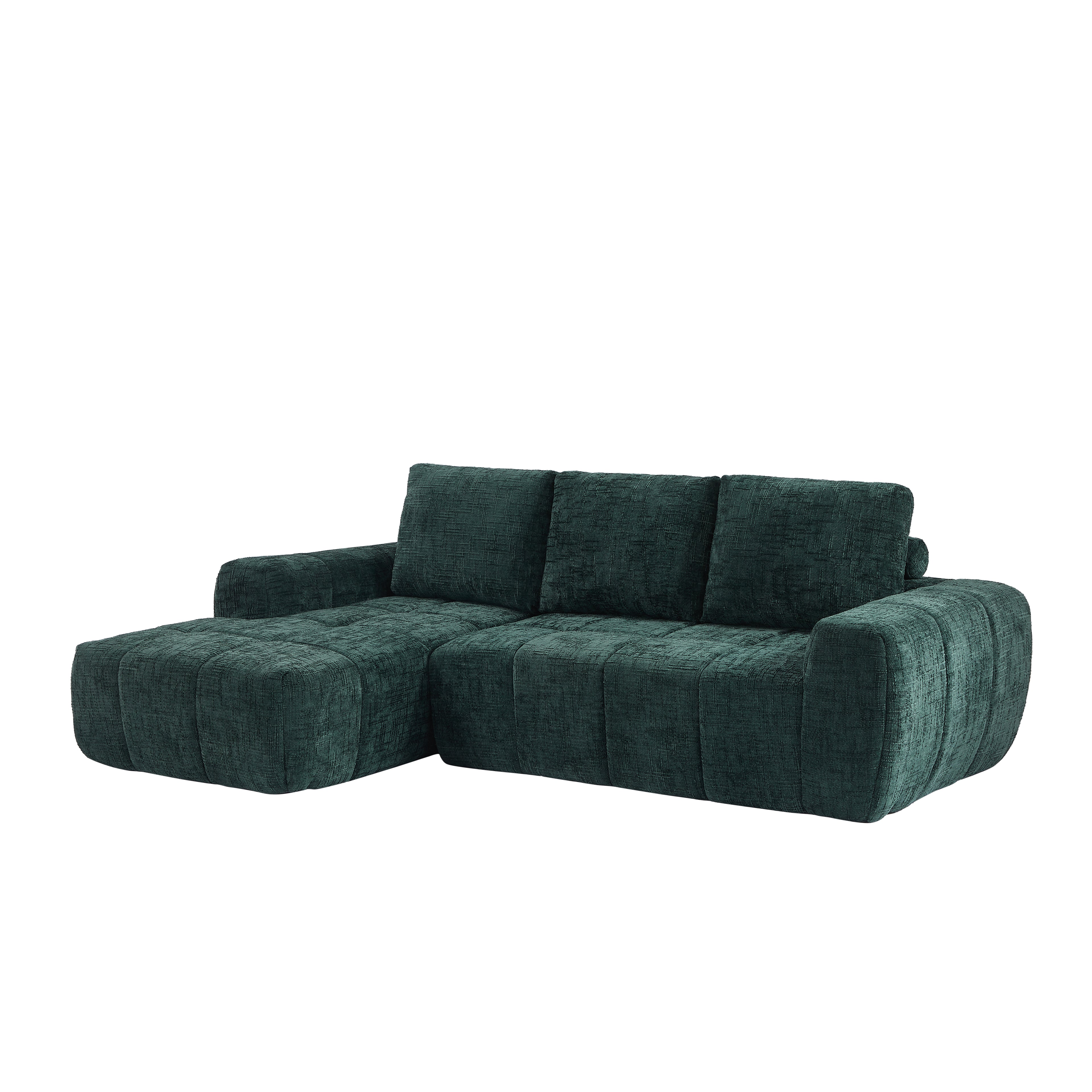 AUREA Left-Facing Fabric Corner Sofa – Green