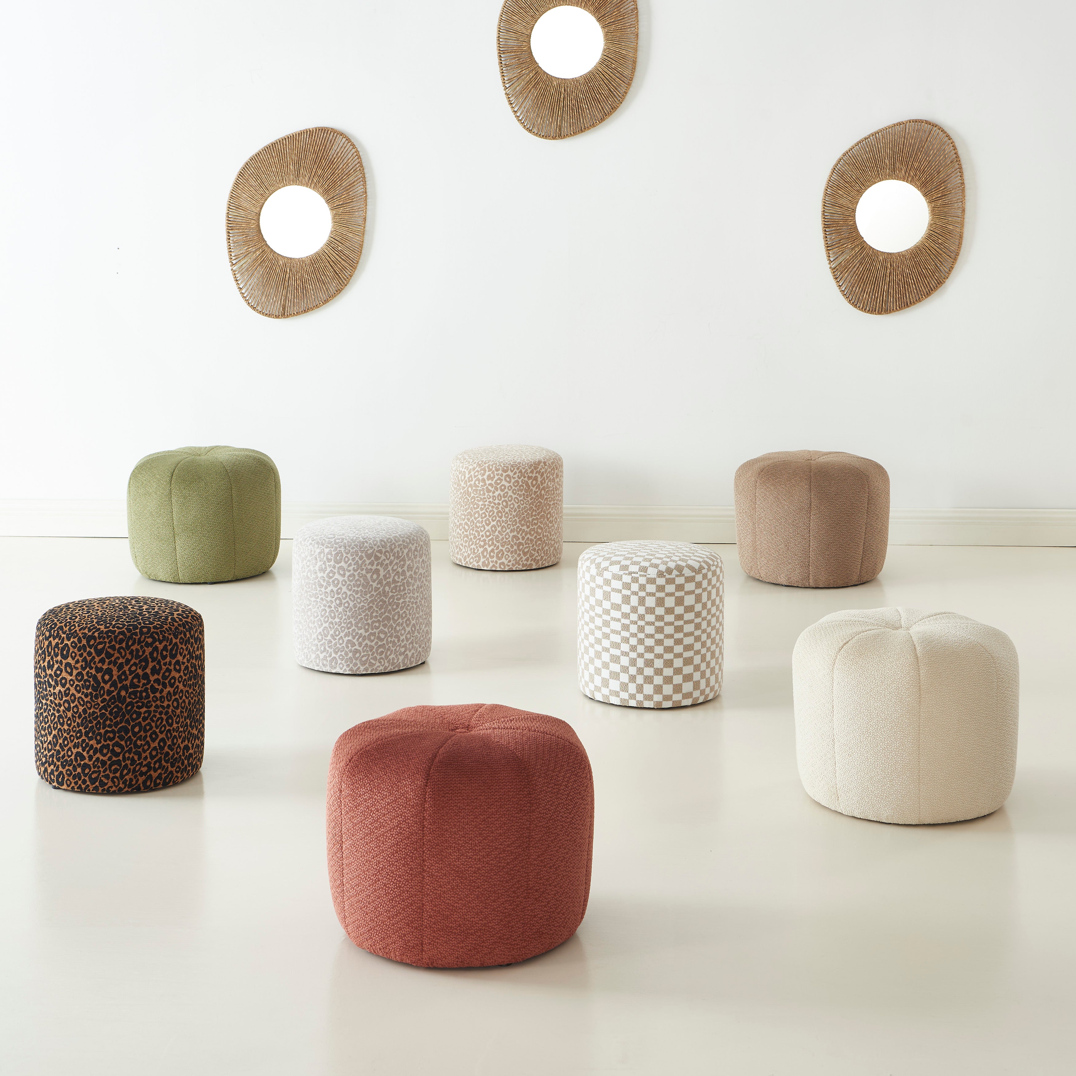 ASSA Pouf - Brown - Beige - Green - Terracotta