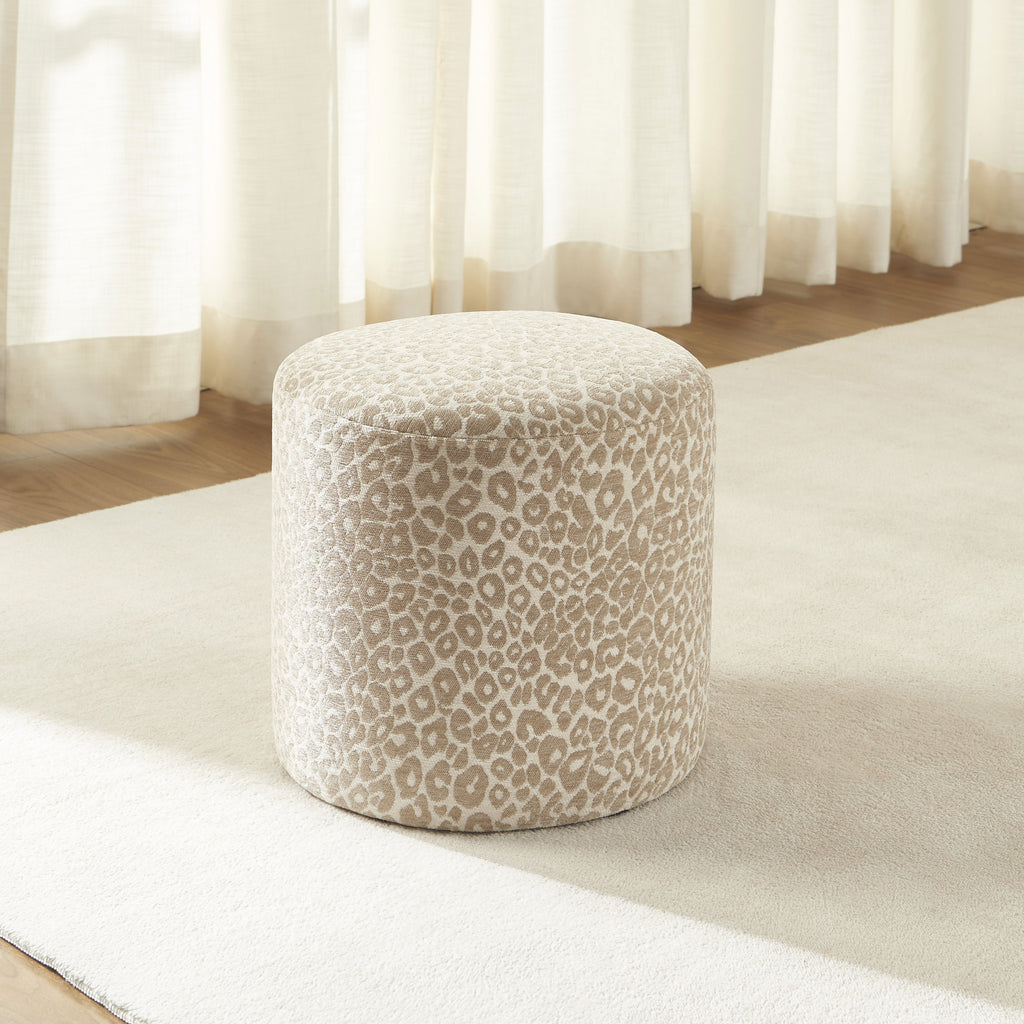 AWA Printed Leopard Pouf - Beige