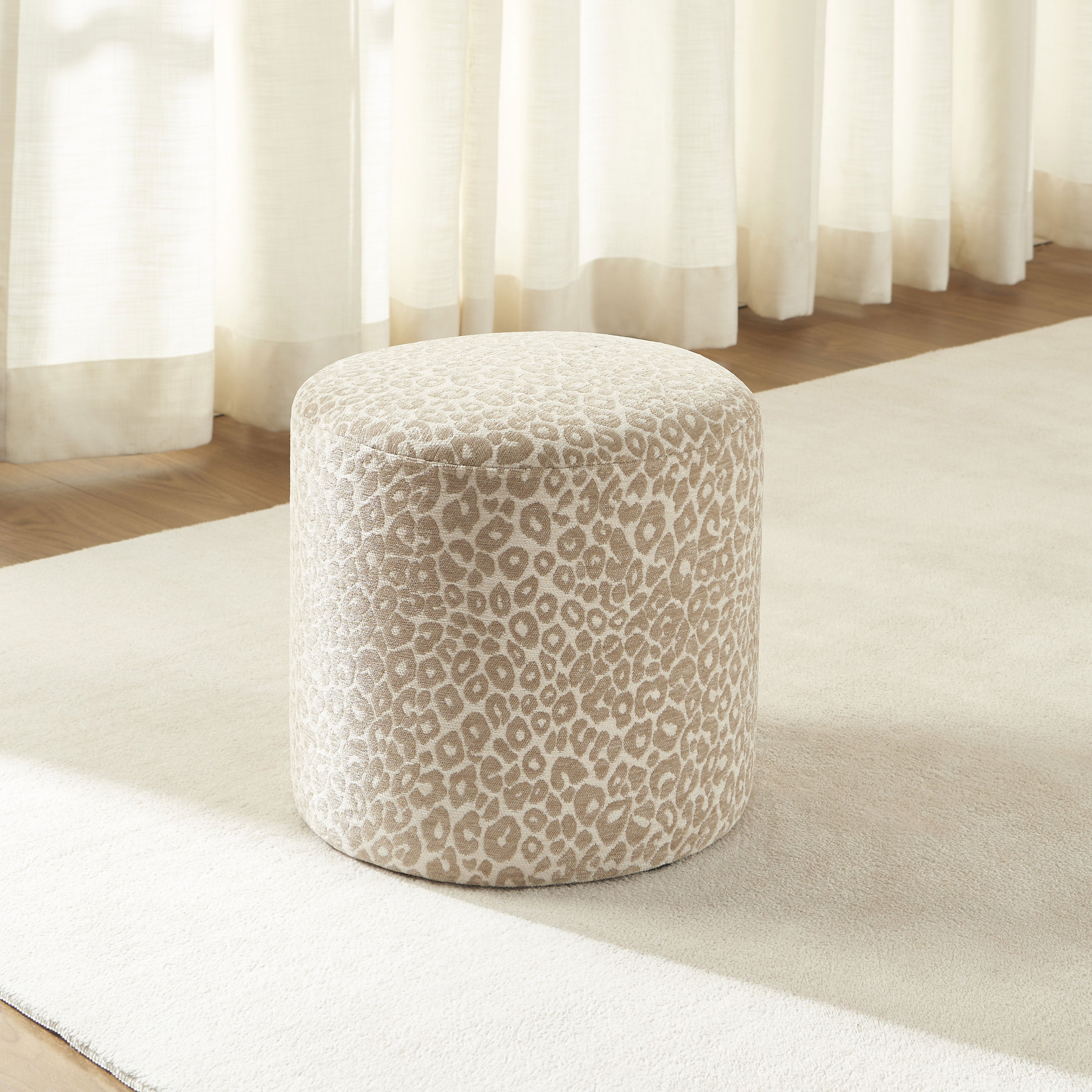 AWA Printed Leopard Pouf - Beige