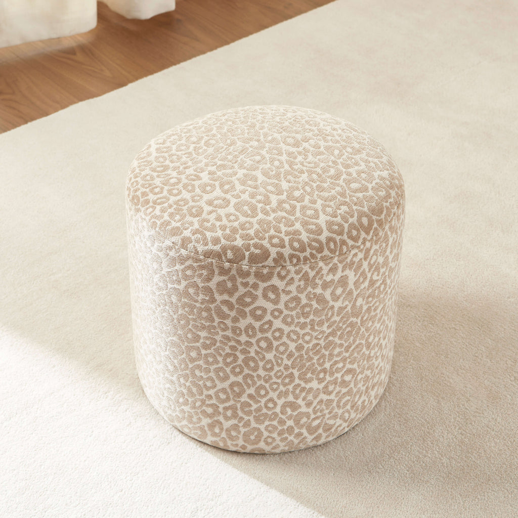 AWA Printed Leopard Pouf - Beige