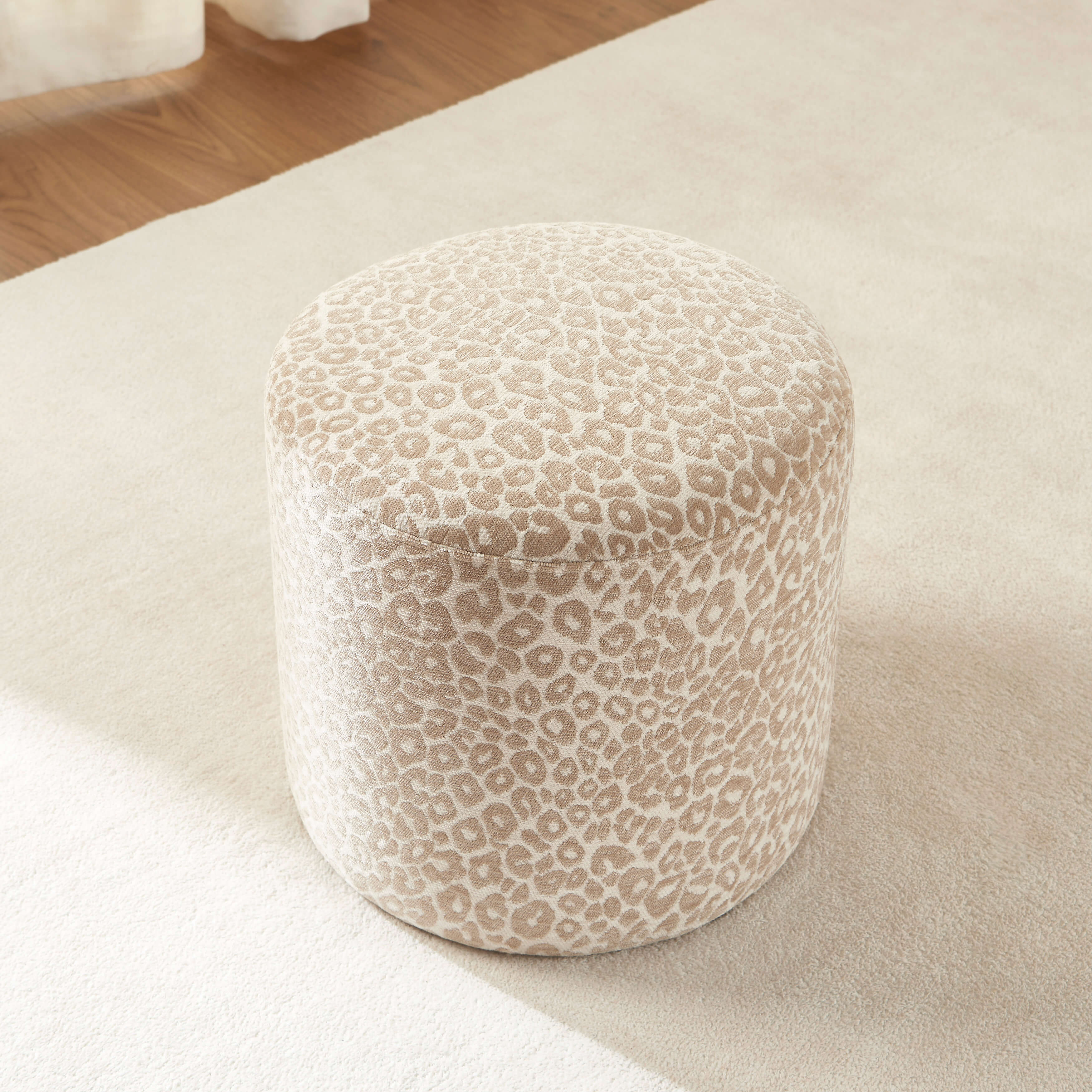 AWA Printed Leopard Pouf - Beige