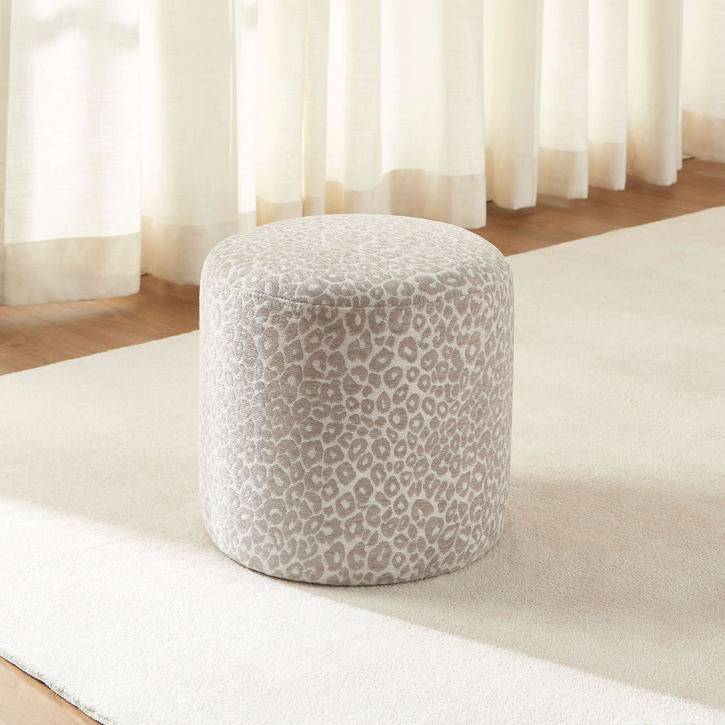 AWA Printed Leopard Pouf - Gray