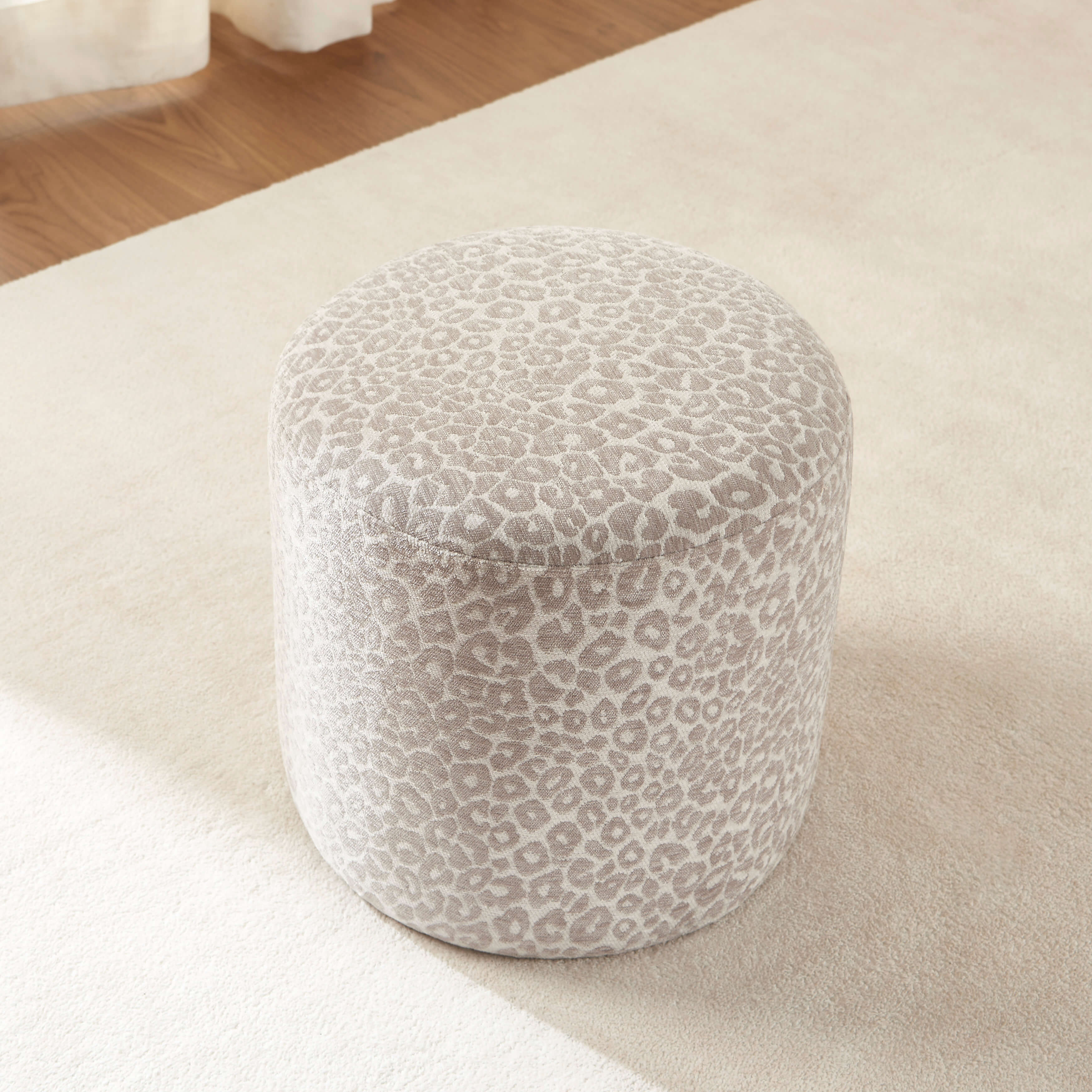 AWA Printed Leopard Pouf - Gray