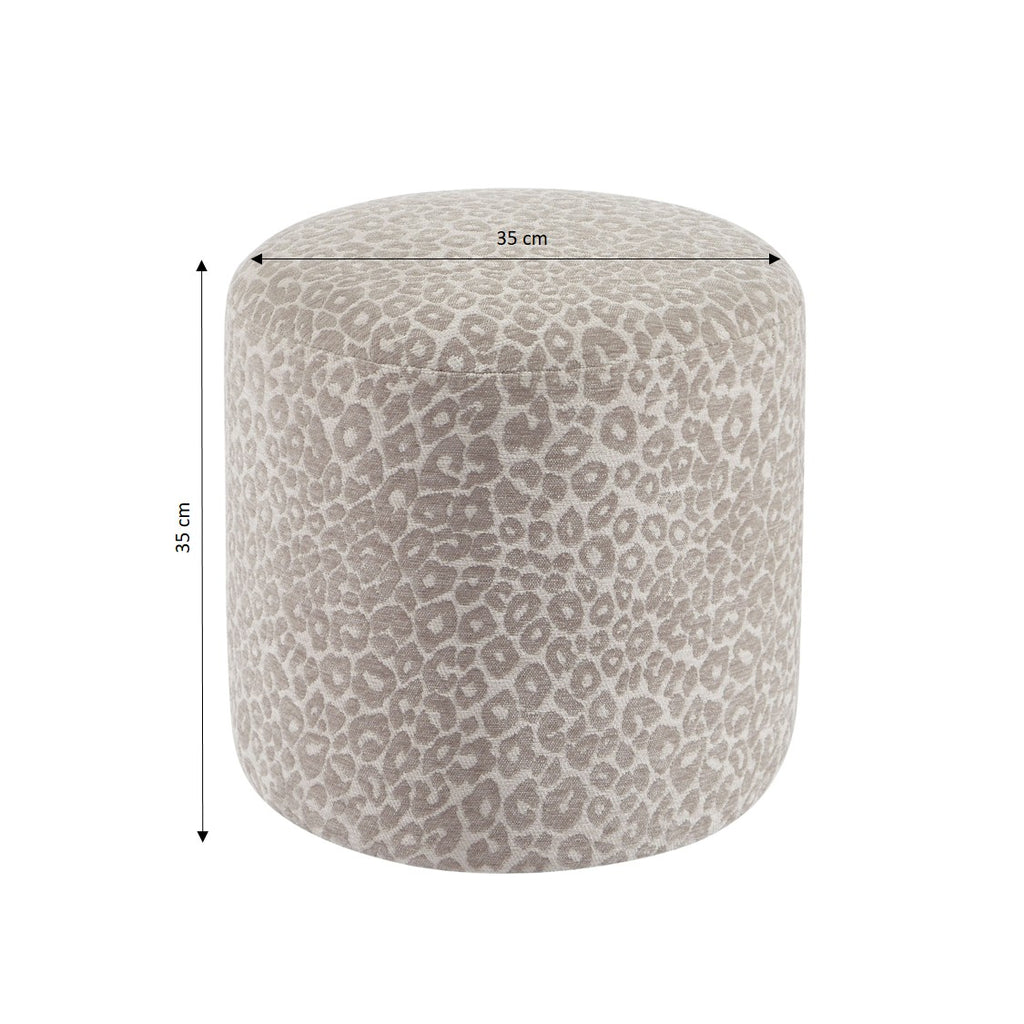 AWA Printed Leopard Pouf - Gray