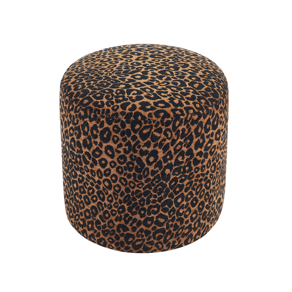 AWA Printed Leopard Pouf - Black