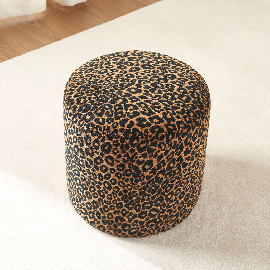 AWA Printed Leopard Pouf - Black
