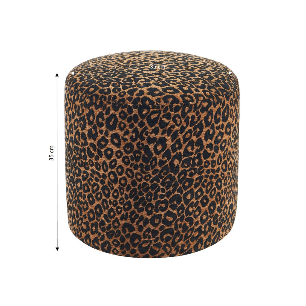 AWA Printed Leopard Pouf - Black
