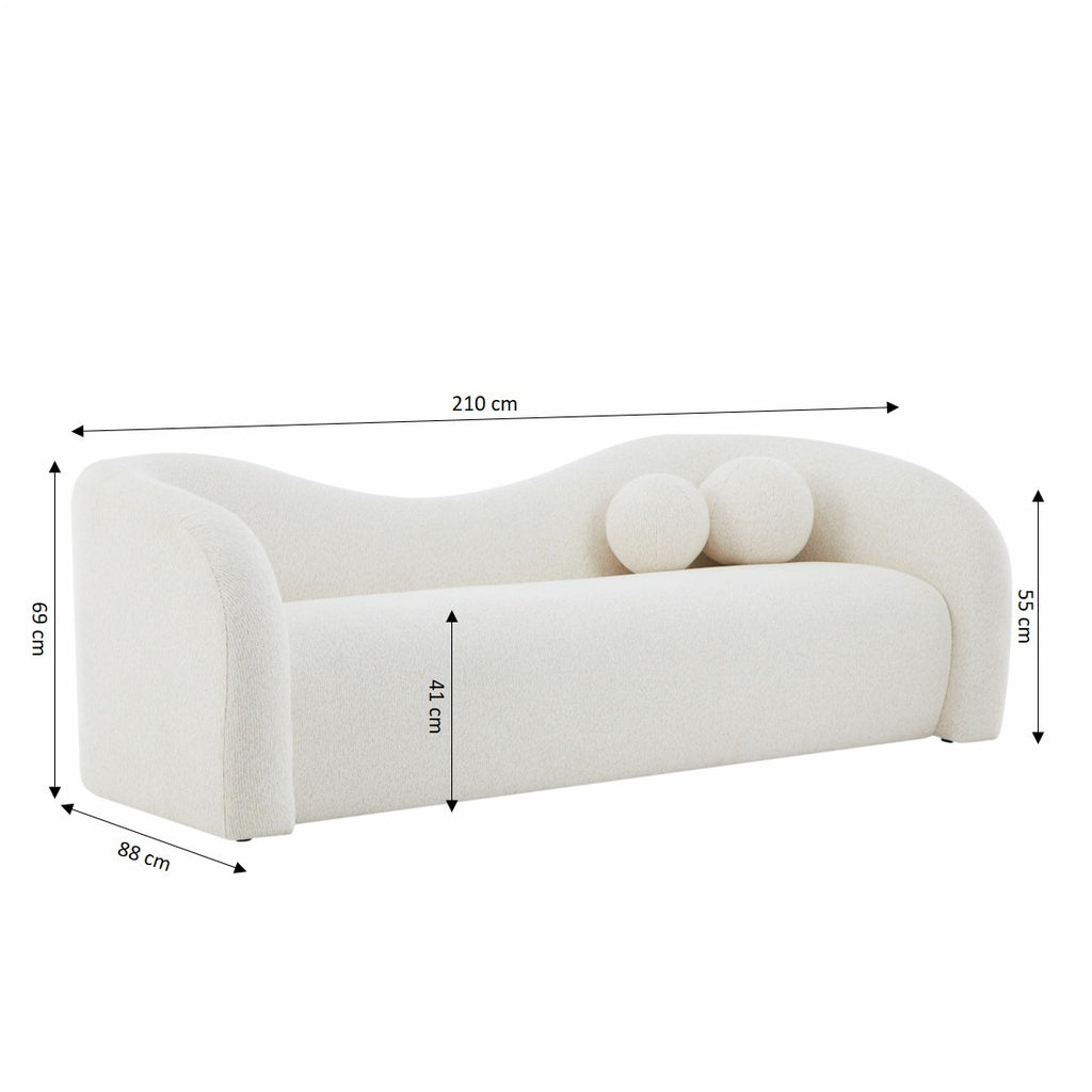 BACALA Fixed 3-Seater Sofa - White