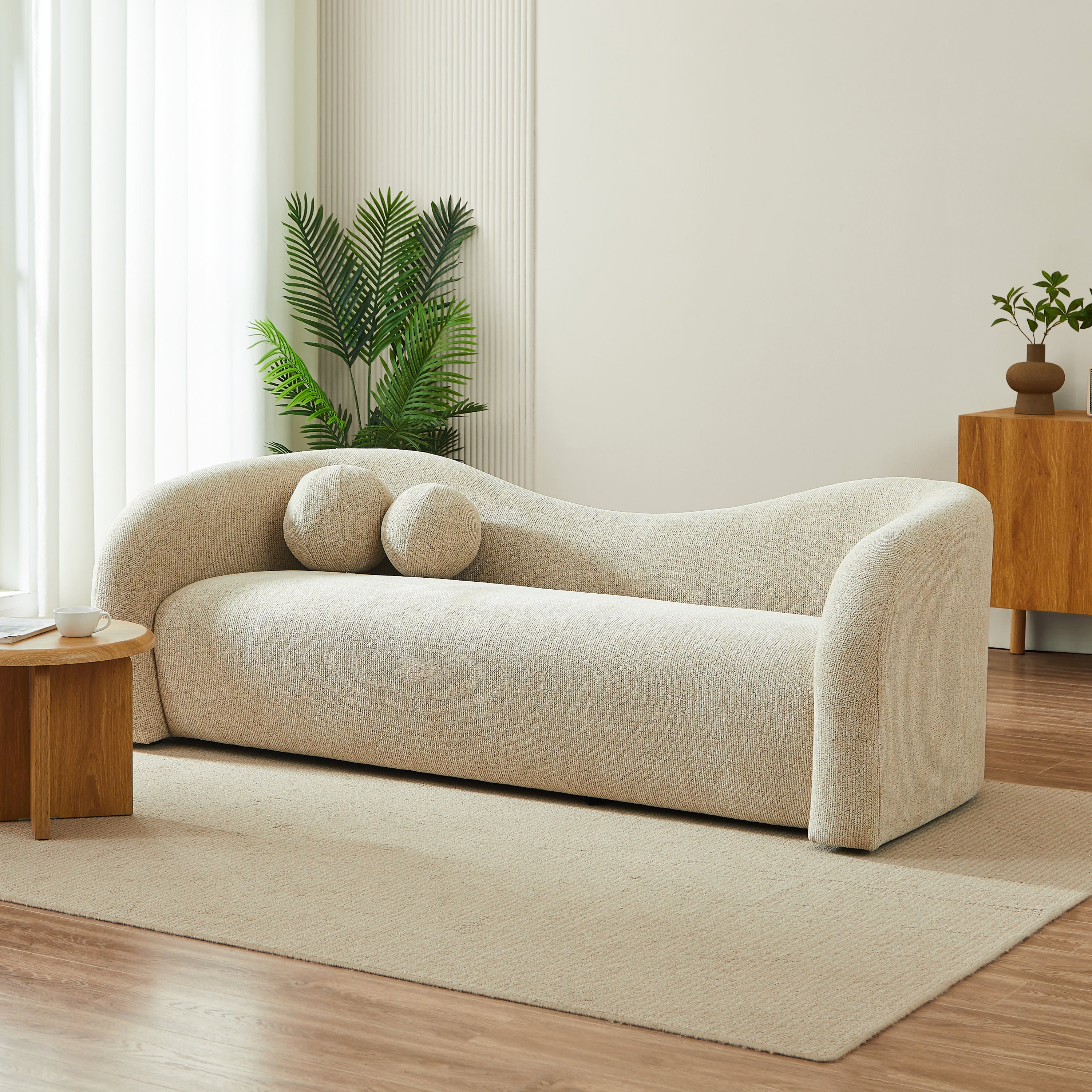 BACALA Fixed 3-Seater Sofa – Chenille Fabric Living Room Furniture