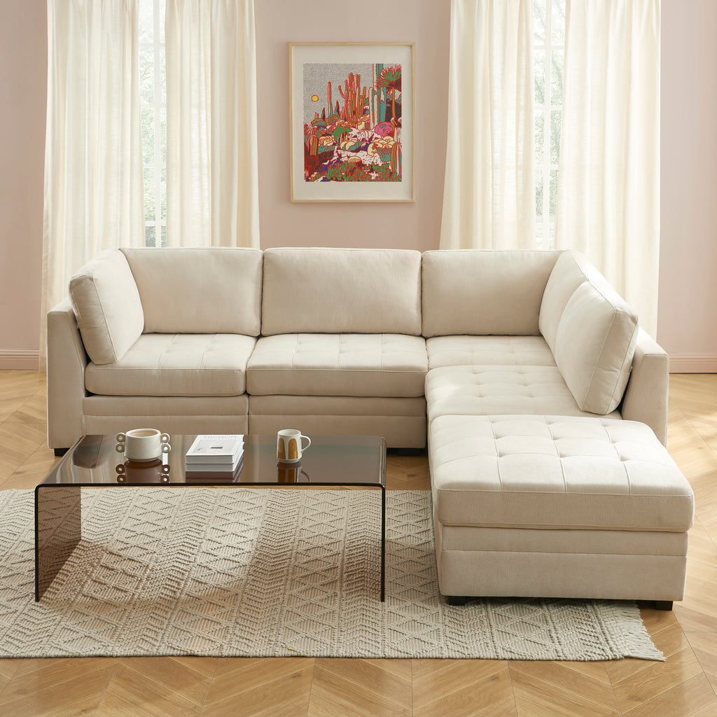 BILLIE 5-Piece Modular Sectional Sofa – Chenille Fabric Living Room Furniture