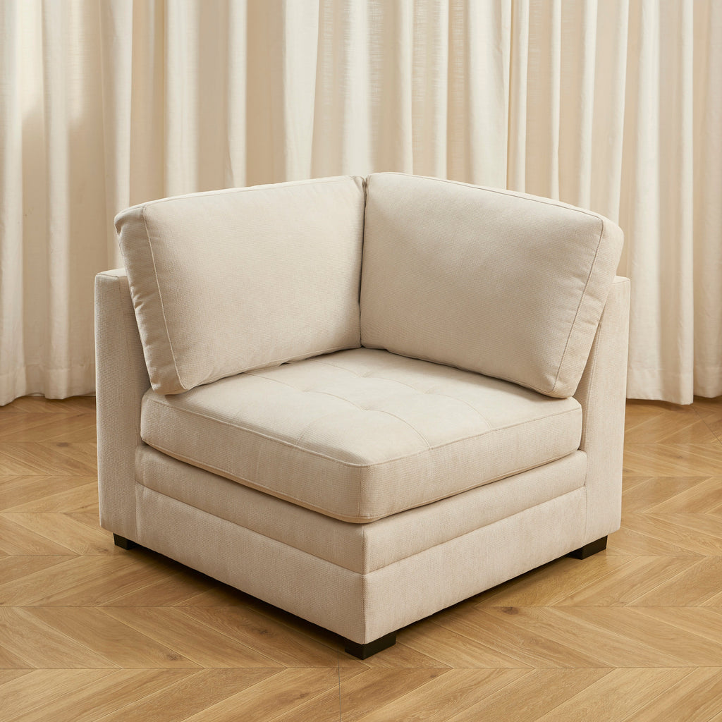BILLIE Modular Corner Armchair in Chenille Fabric – Beige 