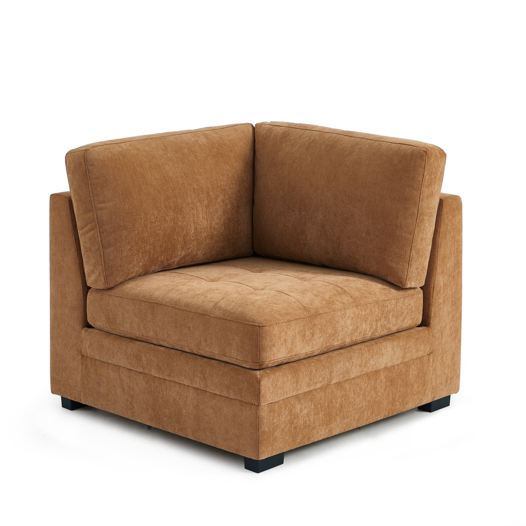 BILLIE Modular Corner Armchair in Chenille Fabric – Brown