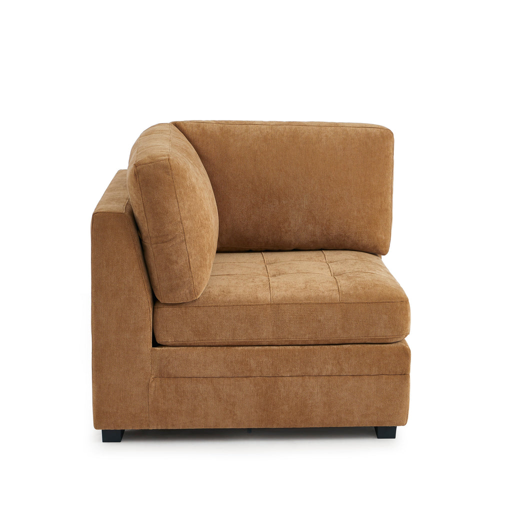 BILLIE Modular Corner Armchair in Chenille Fabric – Brown