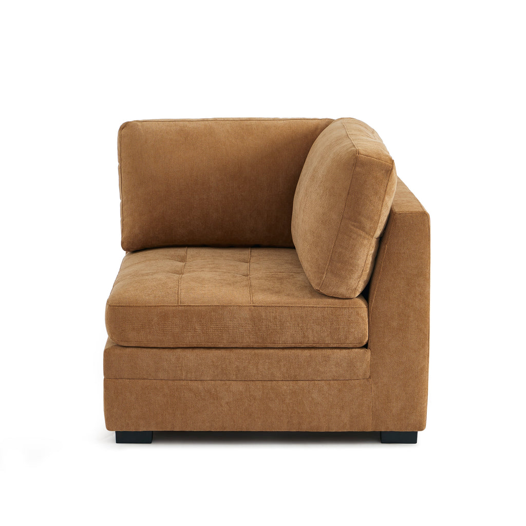 BILLIE Modular Corner Armchair in Chenille Fabric – Brown