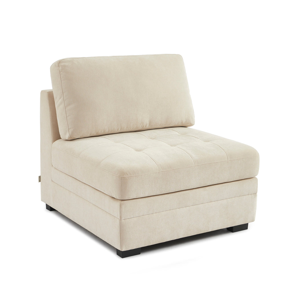 BILLIE Modular 1-Seat Armchair in Chenille Fabric – Beige