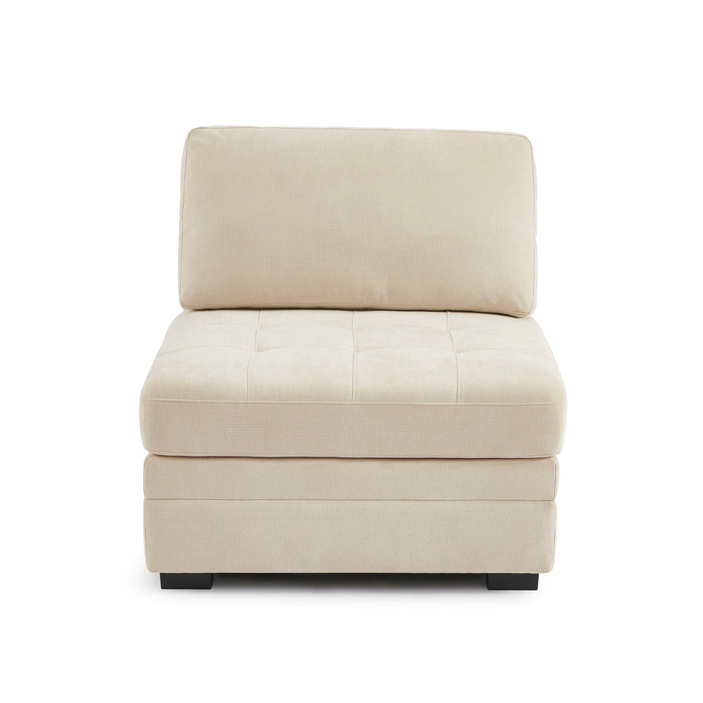 BILLIE Modular 1-Seat Armchair in Chenille Fabric – Beige