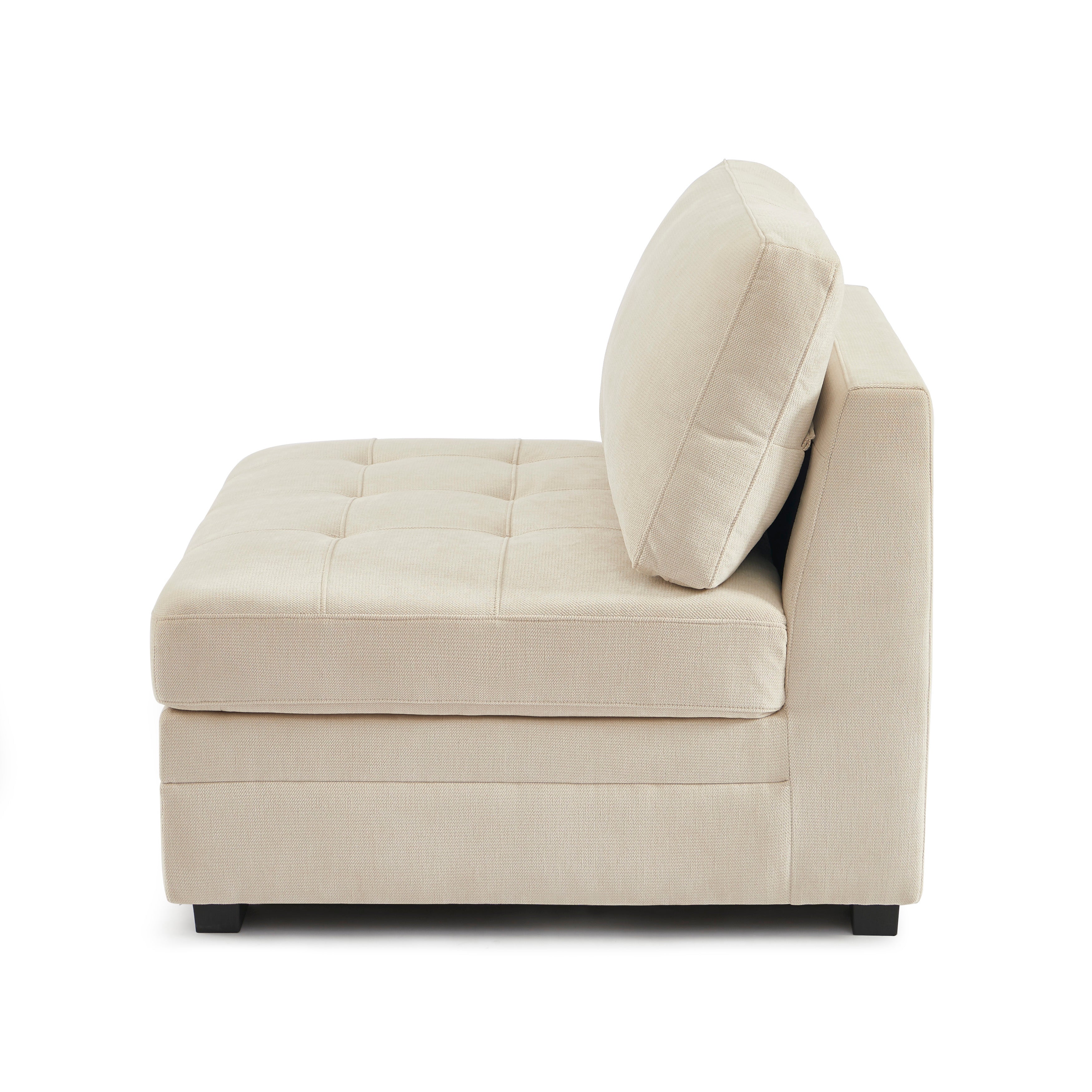 BILLIE Modular 1-Seat Armchair in Chenille Fabric – Beige