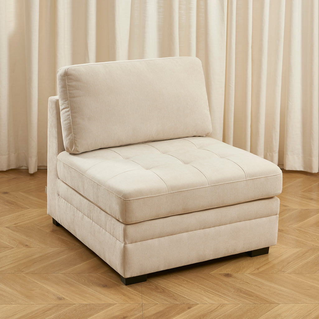 BILLIE Modular 1-Seat Armchair in Chenille Fabric – Beige
