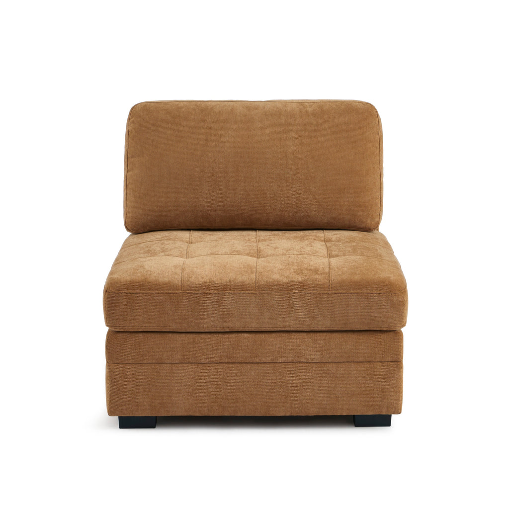 BILLIE Modular 1-Seat Armchair in Chenille Fabric – Brown