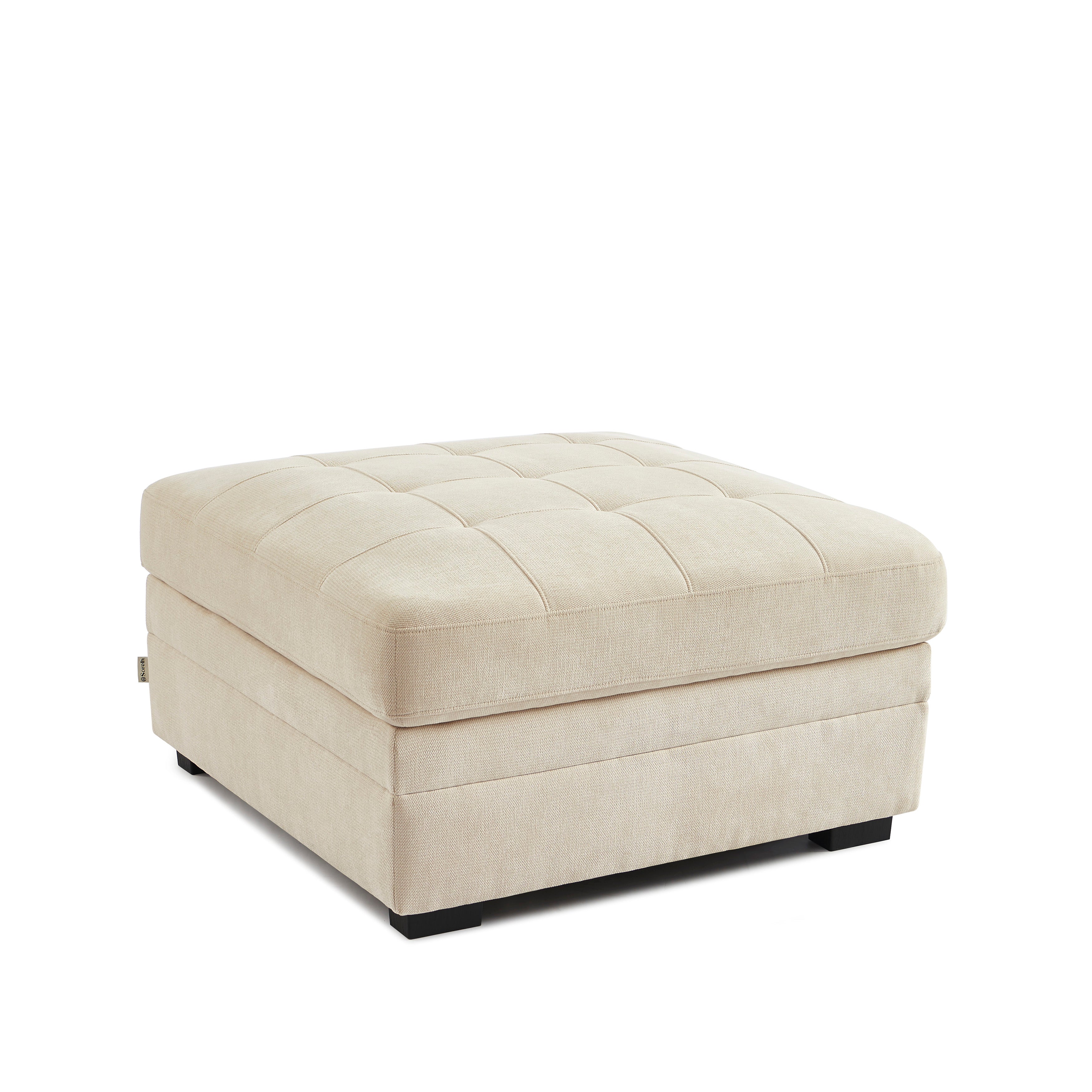 BILLIE Chenille Fabric Pouf with Hidden Storage – Beige