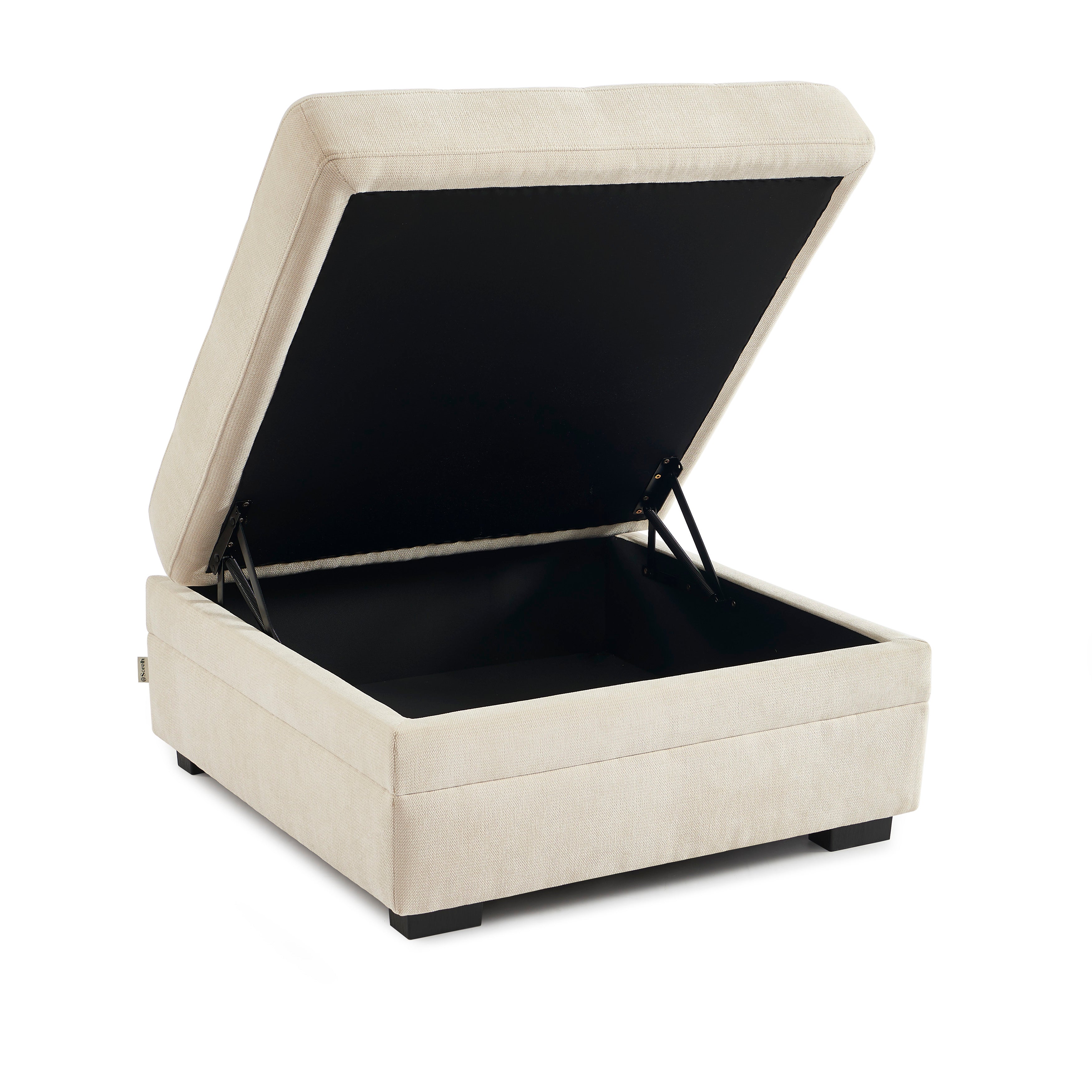 BILLIE Chenille Fabric Pouf with Hidden Storage – Beige